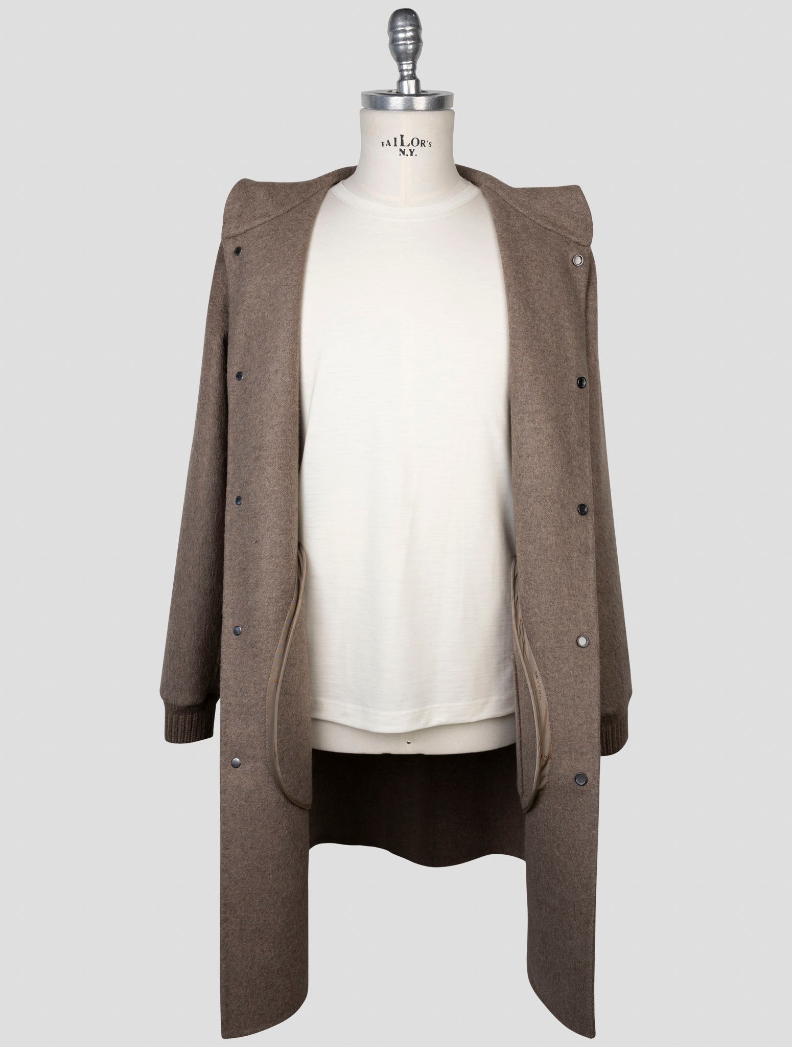 kiton Brown Wool Cashmere Overcoat