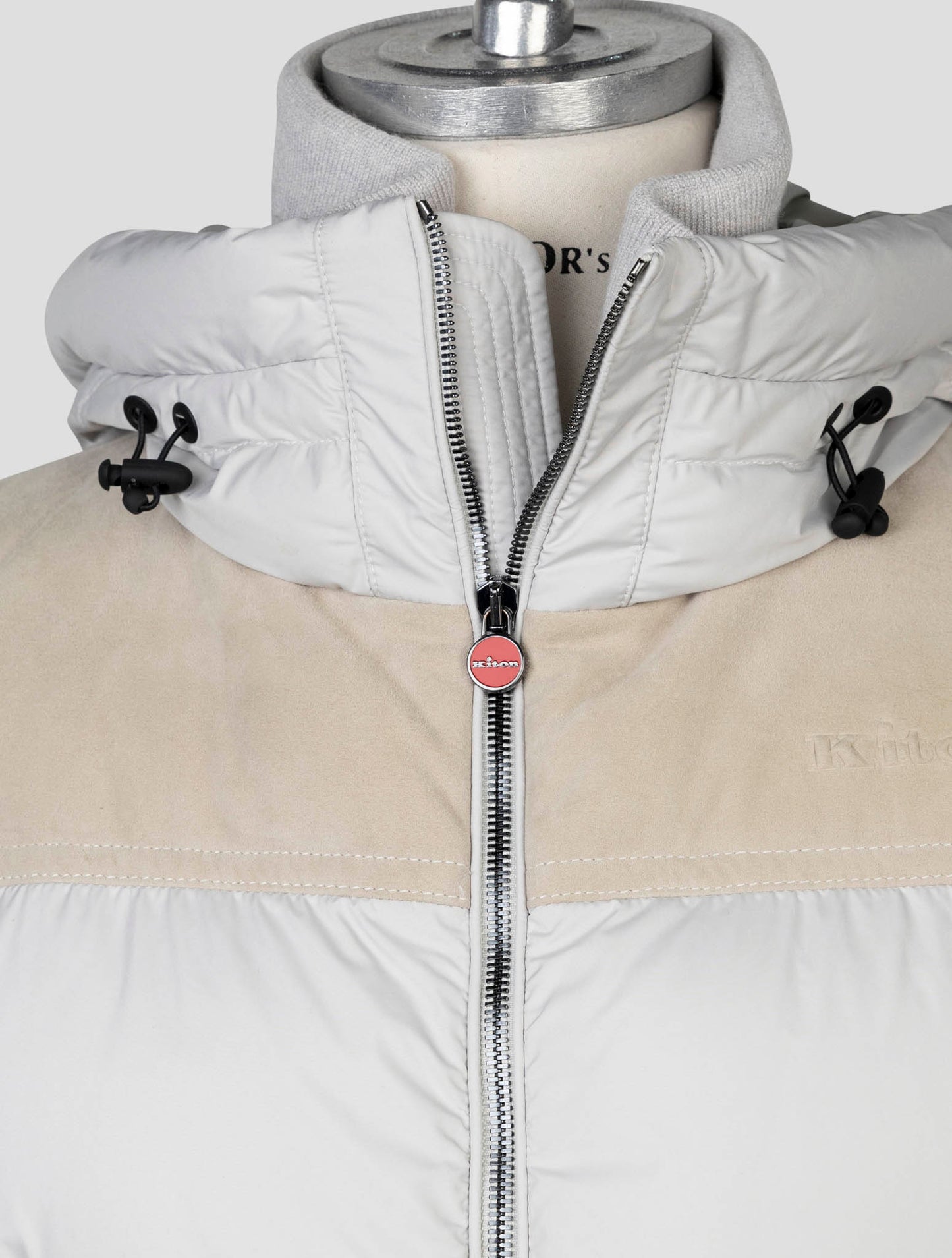 kiton Gray Pl Wool Leather Suede Coat