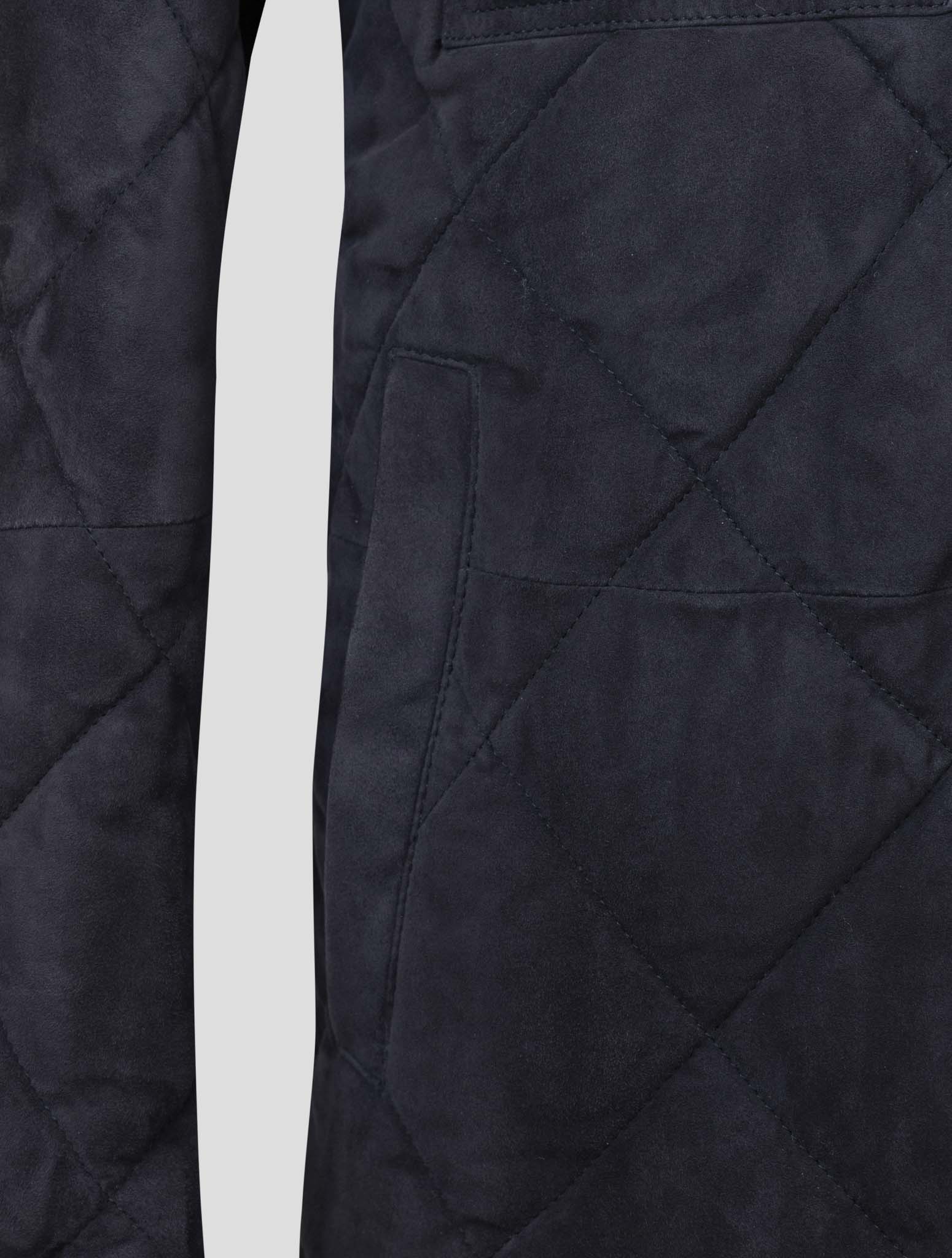 kiton Blue Leather Suede Coat