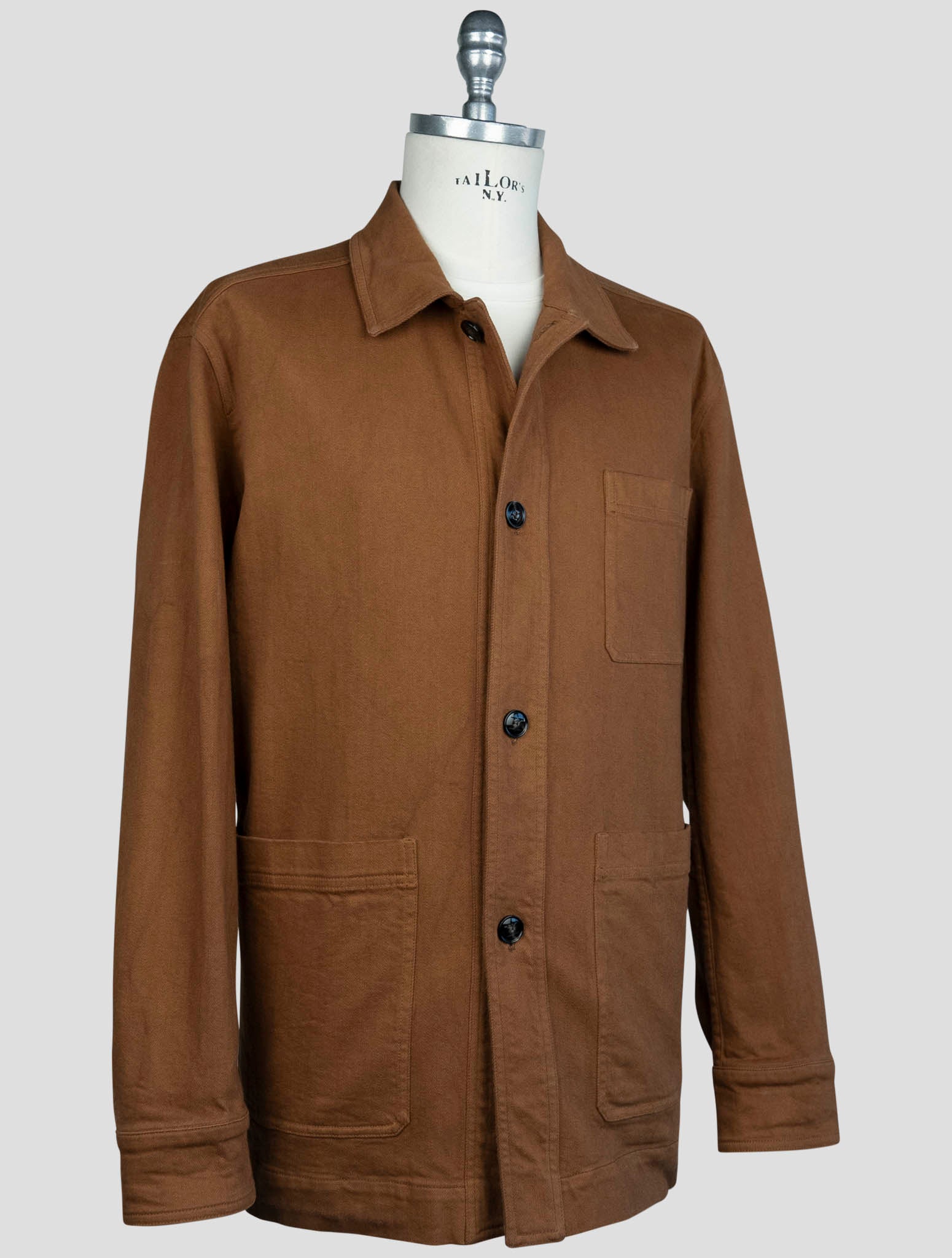 kiton Brown Cotton Ea Coat