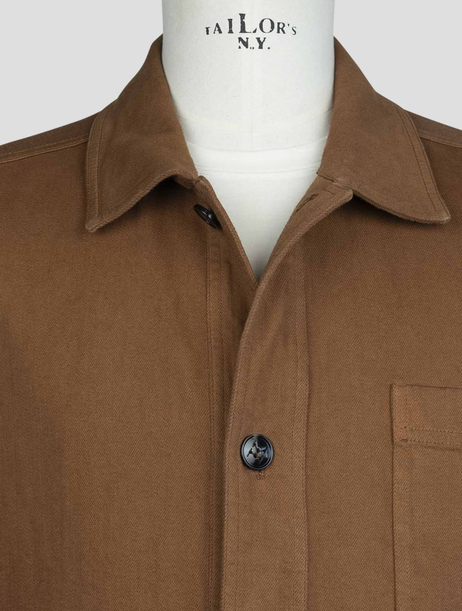 kiton Brown Cotton Ea Coat