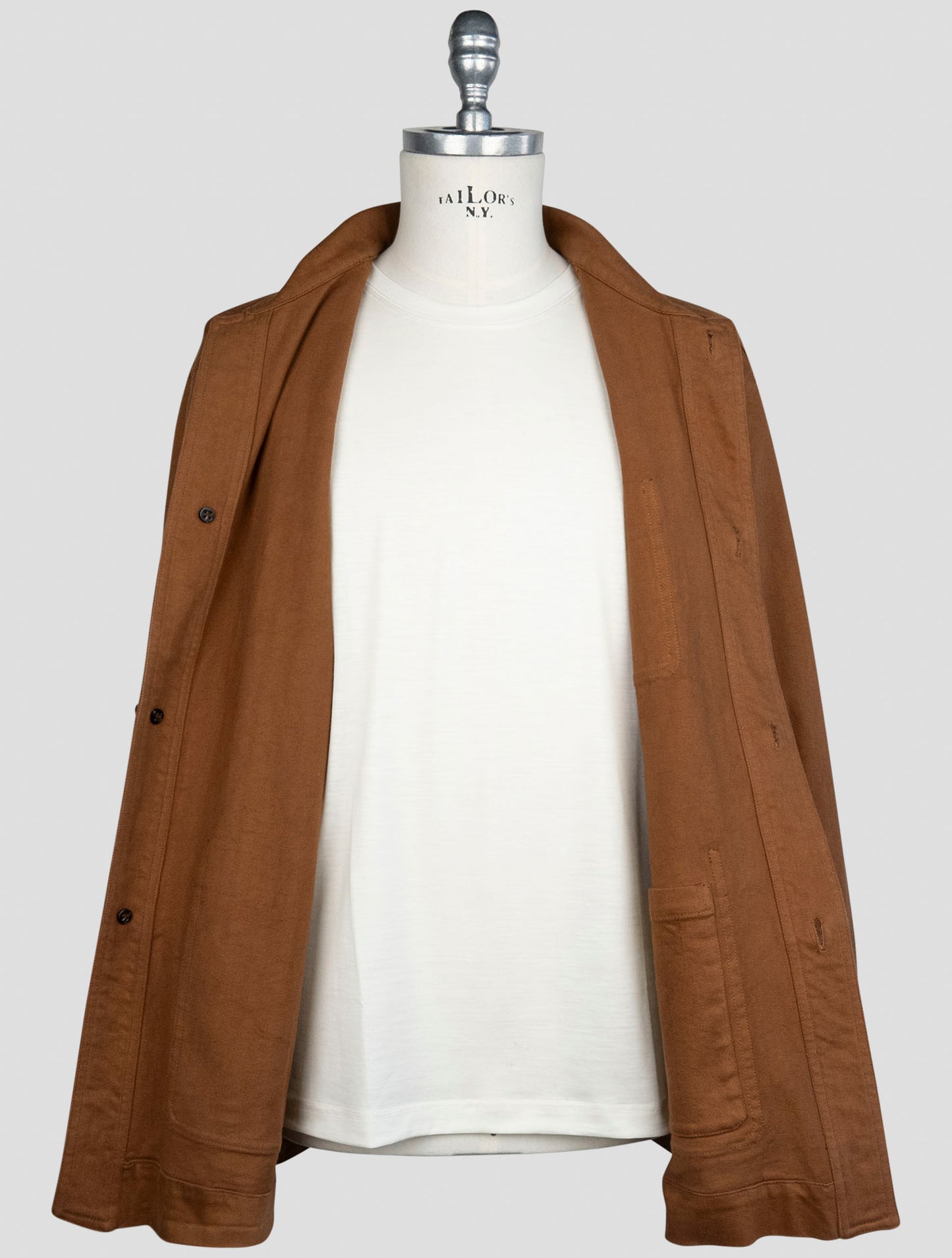 kiton Brown Cotton Ea Coat