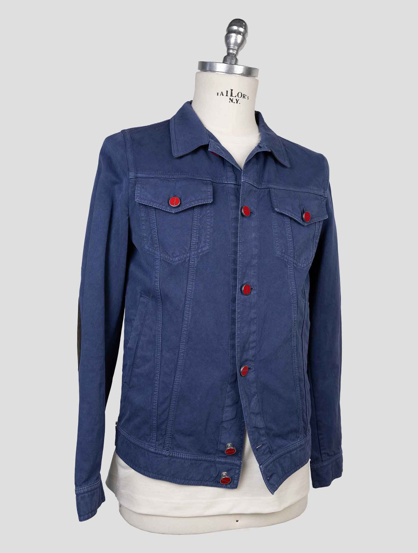 kiton Blue Cotton Abaca  Coat