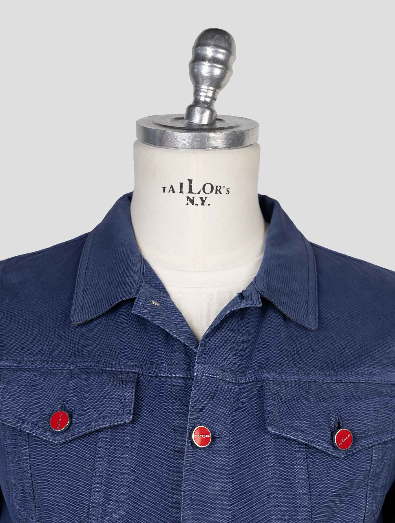 kiton Blue Cotton Abaca  Coat