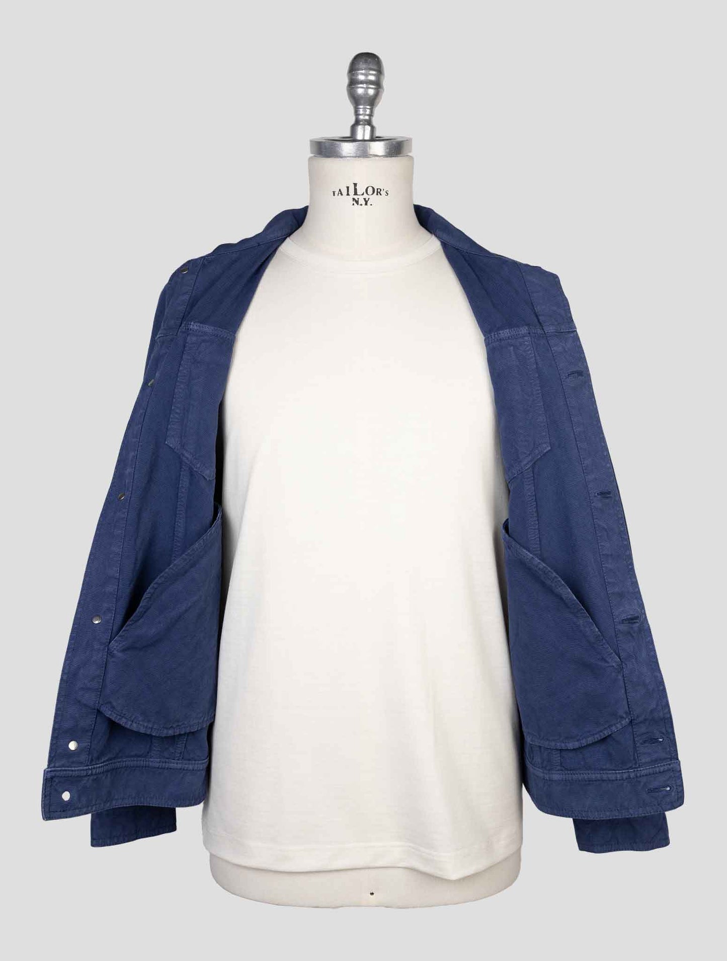 kiton Blue Cotton Abaca  Coat