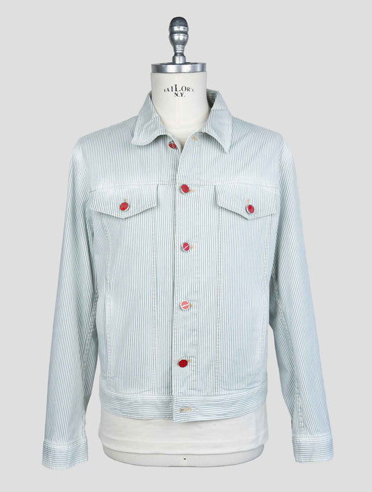 Kiton Light Blue White Cotton Ea Coat