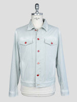 Kiton Light Blue White Cotton Ea Coat