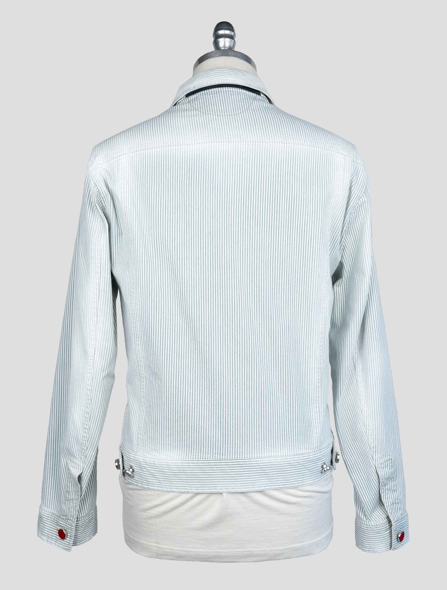 Kiton Light Blue White Cotton Ea Coat