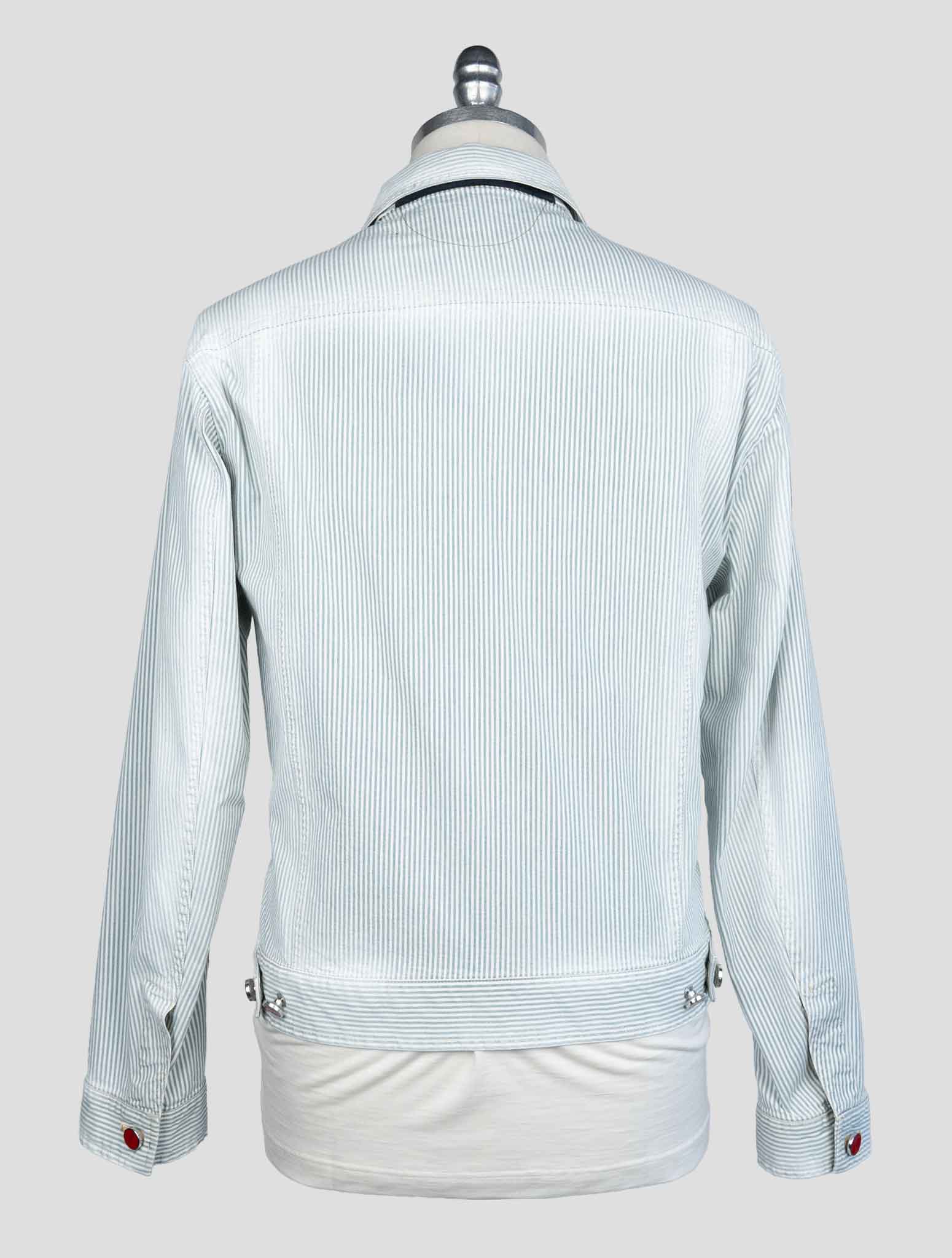 Kiton Light Blue White Cotton Ea Coat