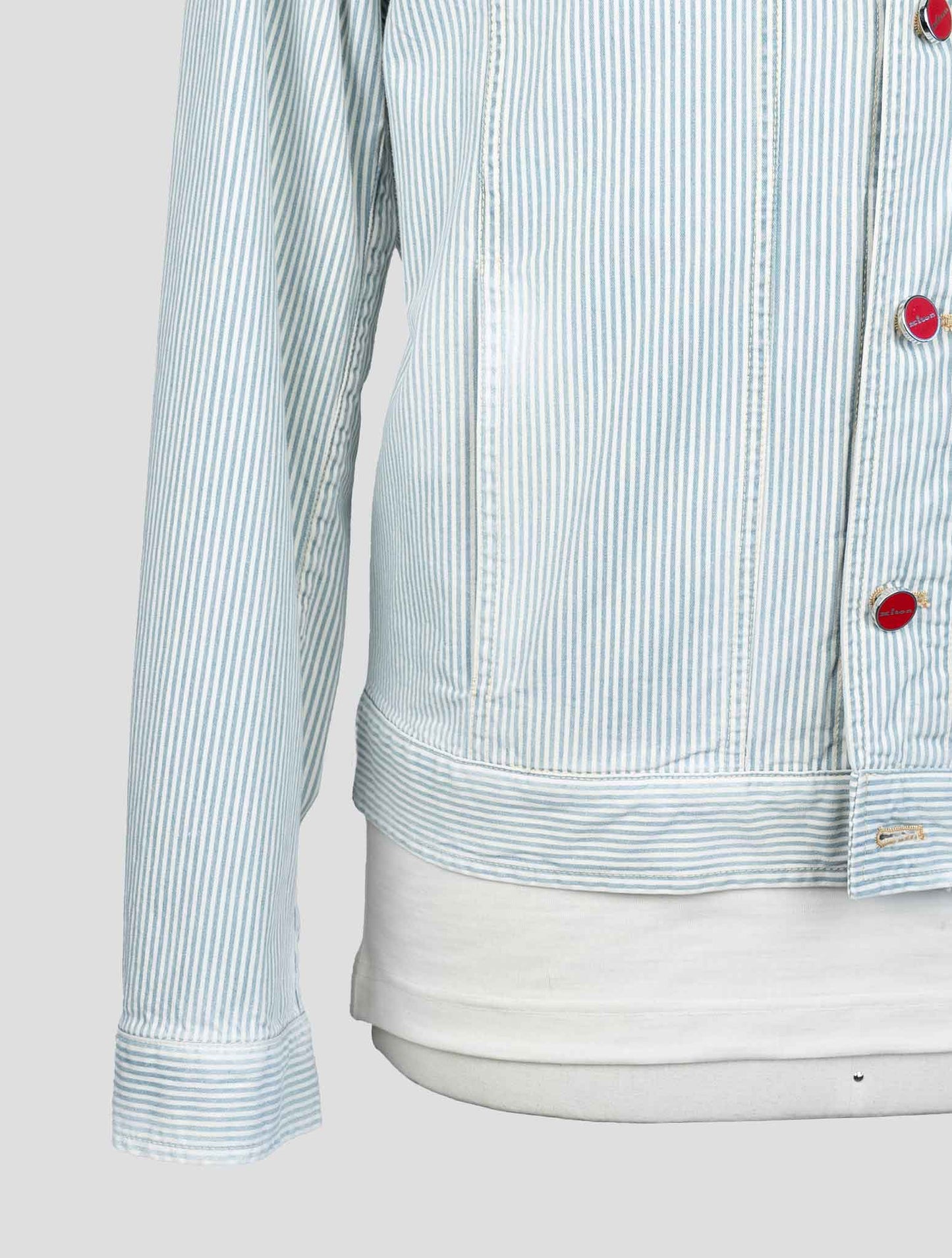 Kiton Light Blue White Cotton Ea Coat