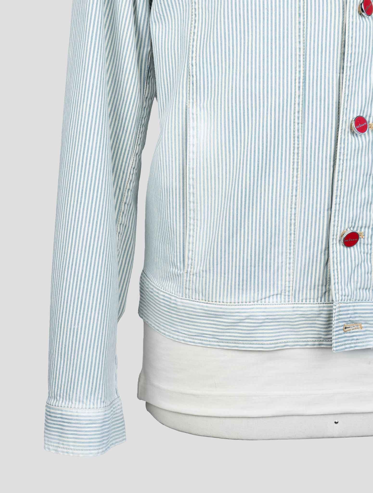 Kiton Light Blue White Cotton Ea Coat