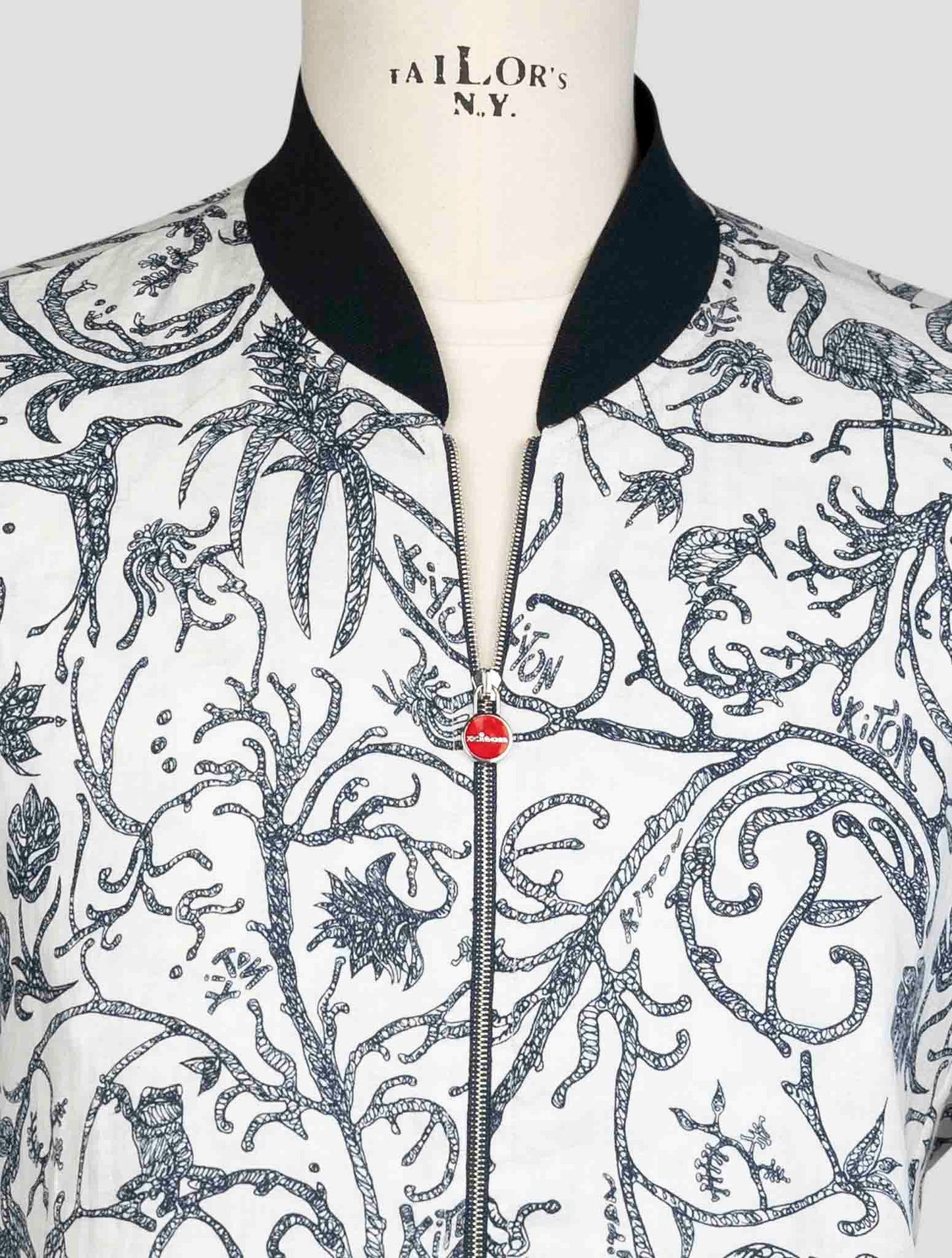 Kiton Blue White Linen Coat