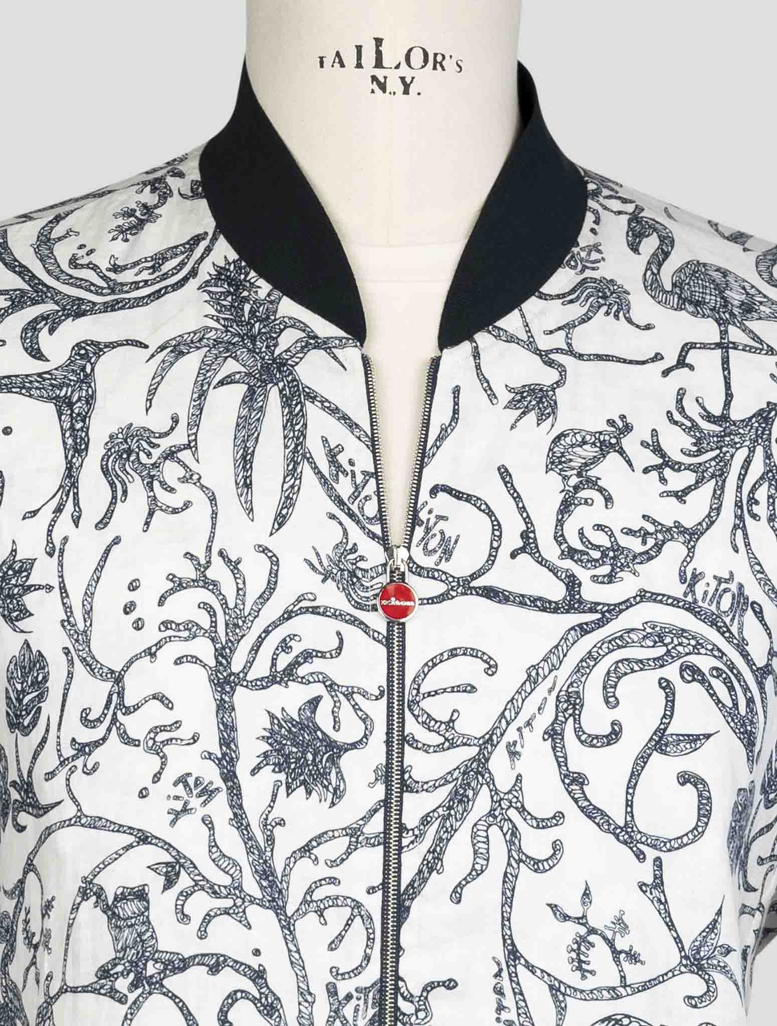 Kiton Blue White Linen Coat