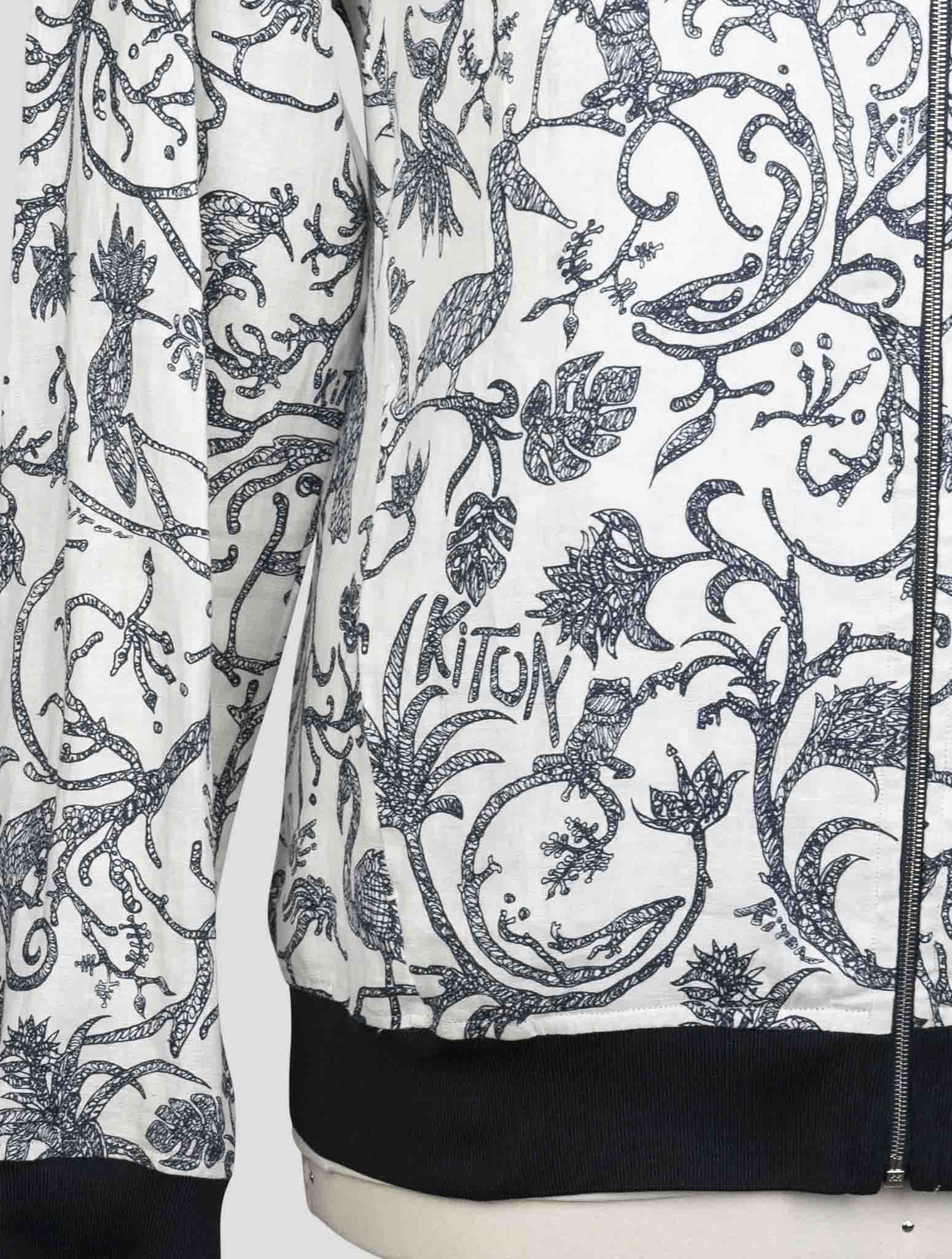 Kiton Blue White Linen Coat