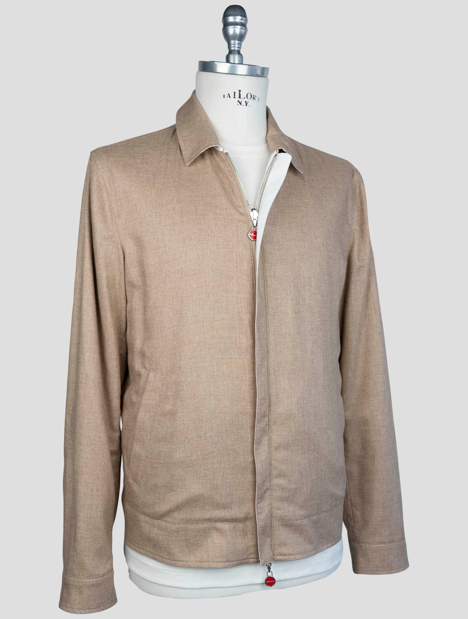 Kiton Brown Beige Silk Cashmere Wool Pl Silk Ea Reverse Coat