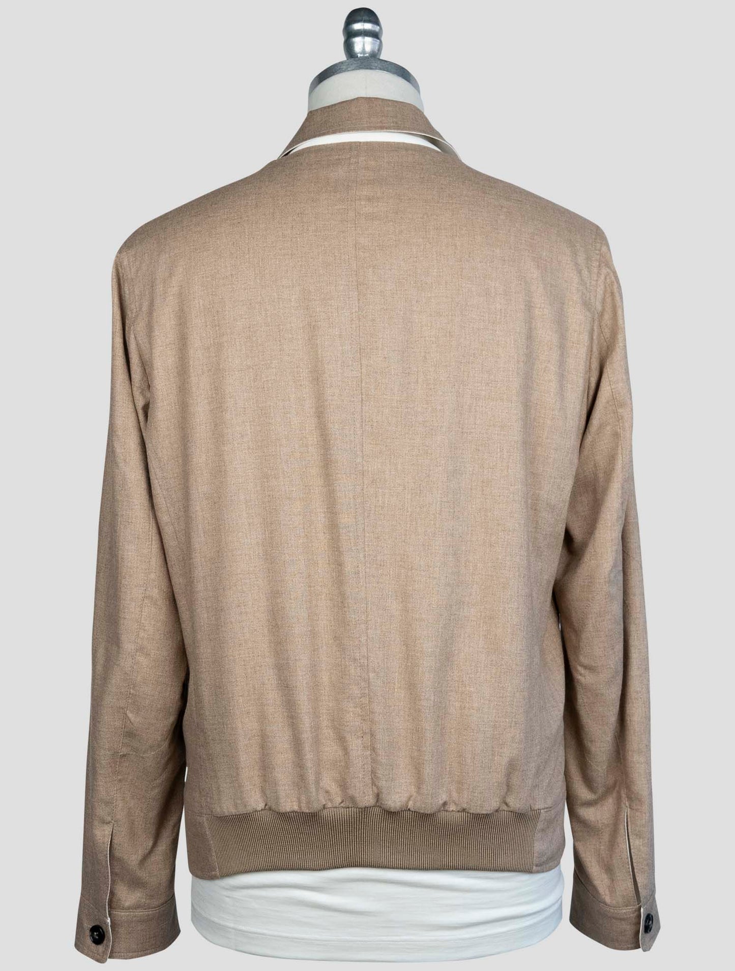 Kiton Brown Beige Silk Cashmere Wool Pl Silk Ea Reverse Coat