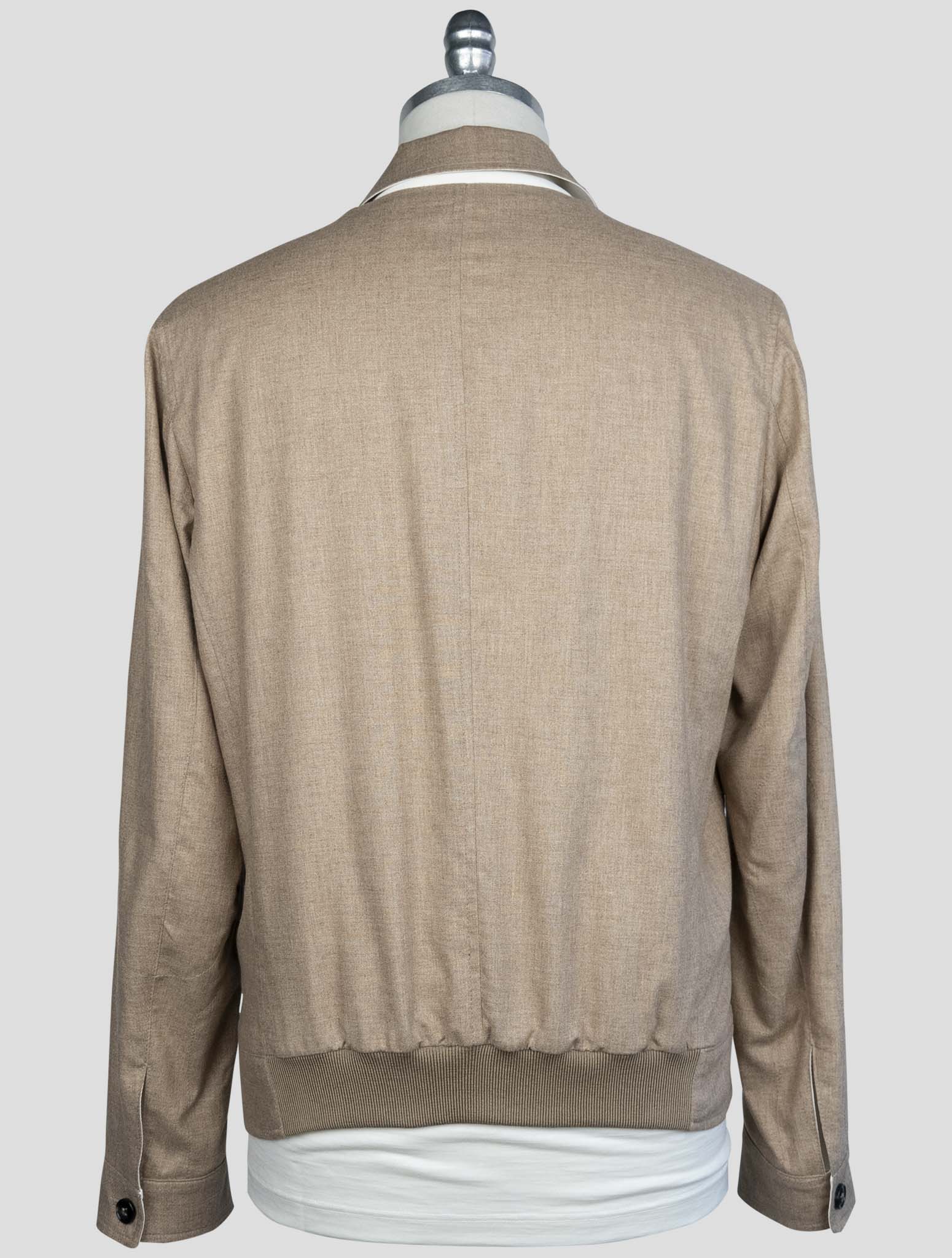Kiton Brown Beige Silk Cashmere Wool Pl Silk Ea Reverse Coat