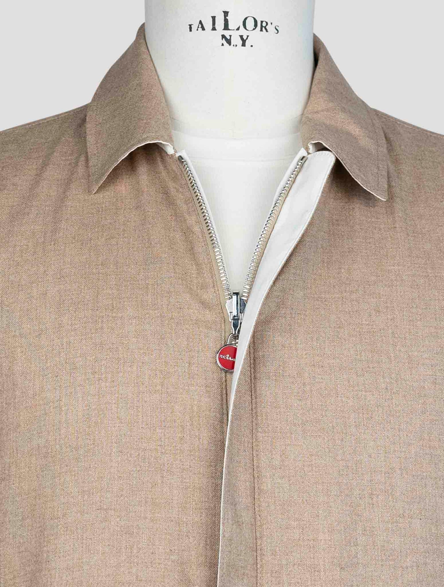 Kiton Brown Beige Silk Cashmere Wool Pl Silk Ea Reverse Coat