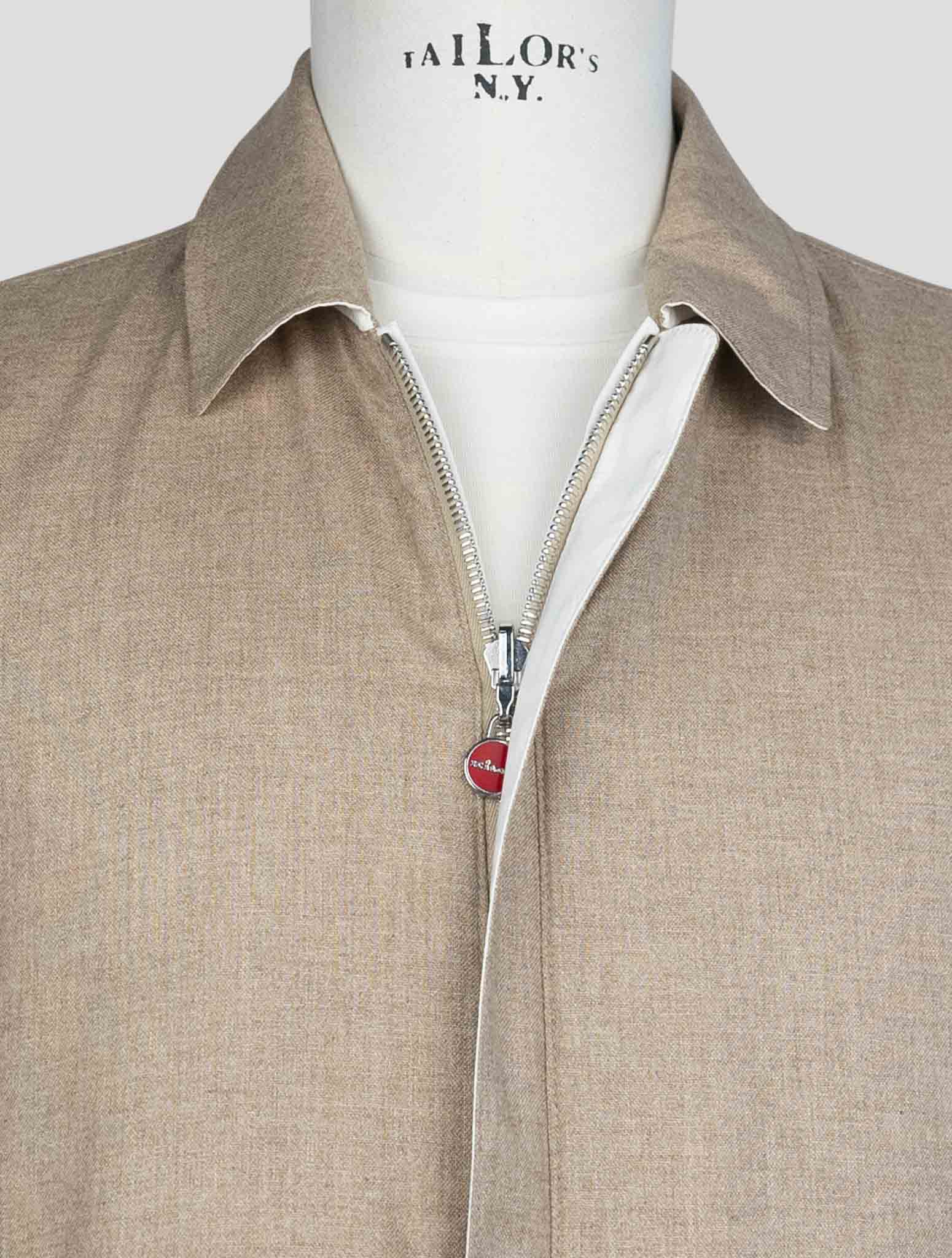 Kiton Brown Beige Silk Cashmere Wool Pl Silk Ea Reverse Coat