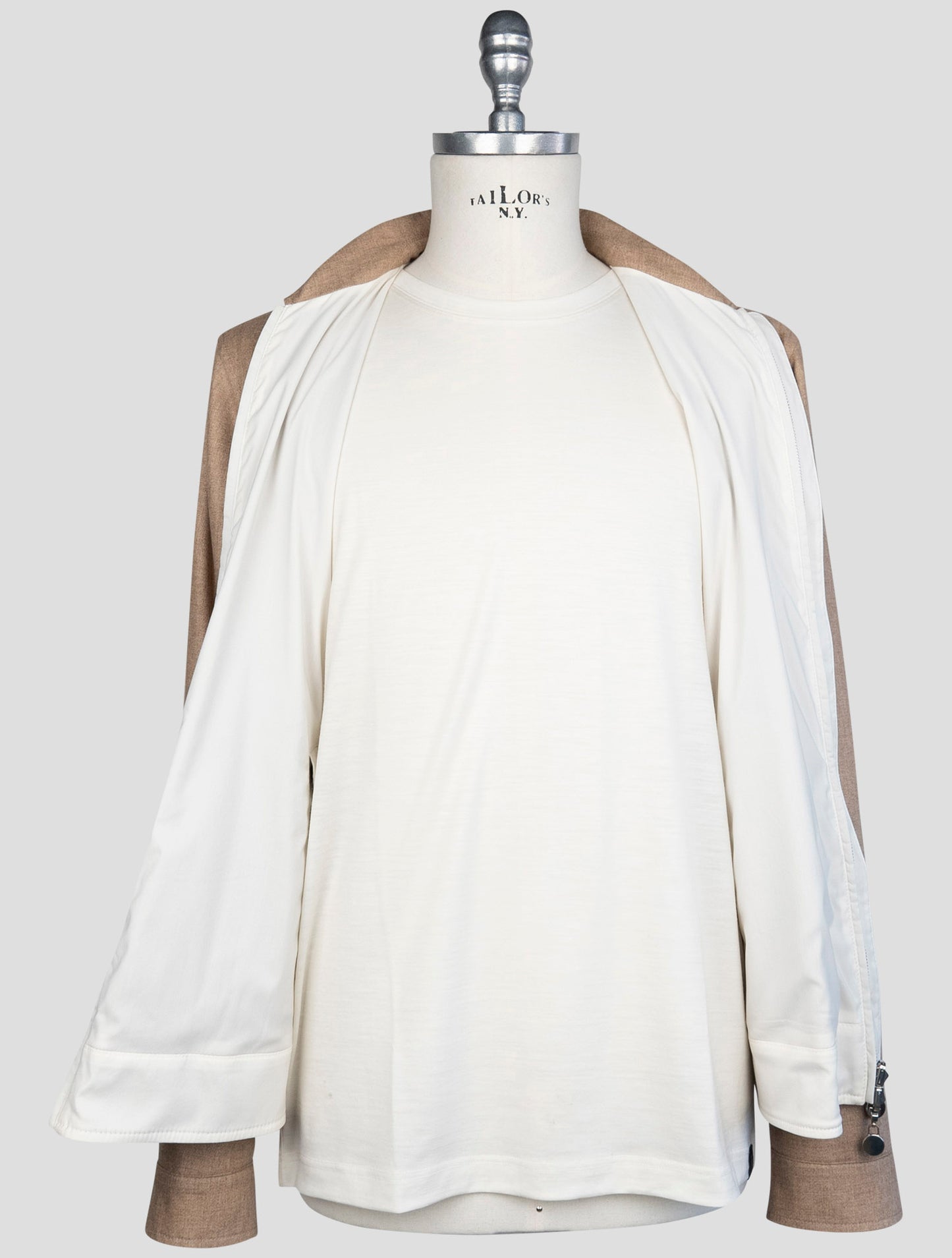 Kiton Brown Beige Silk Cashmere Wool Pl Silk Ea Reverse Coat