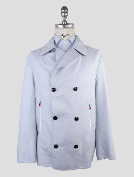 Kiton Light Blue Cashmere Silk Coat