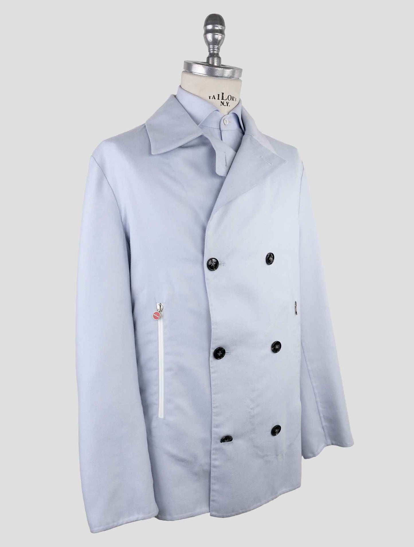 Kiton Light Blue Cashmere Silk Coat