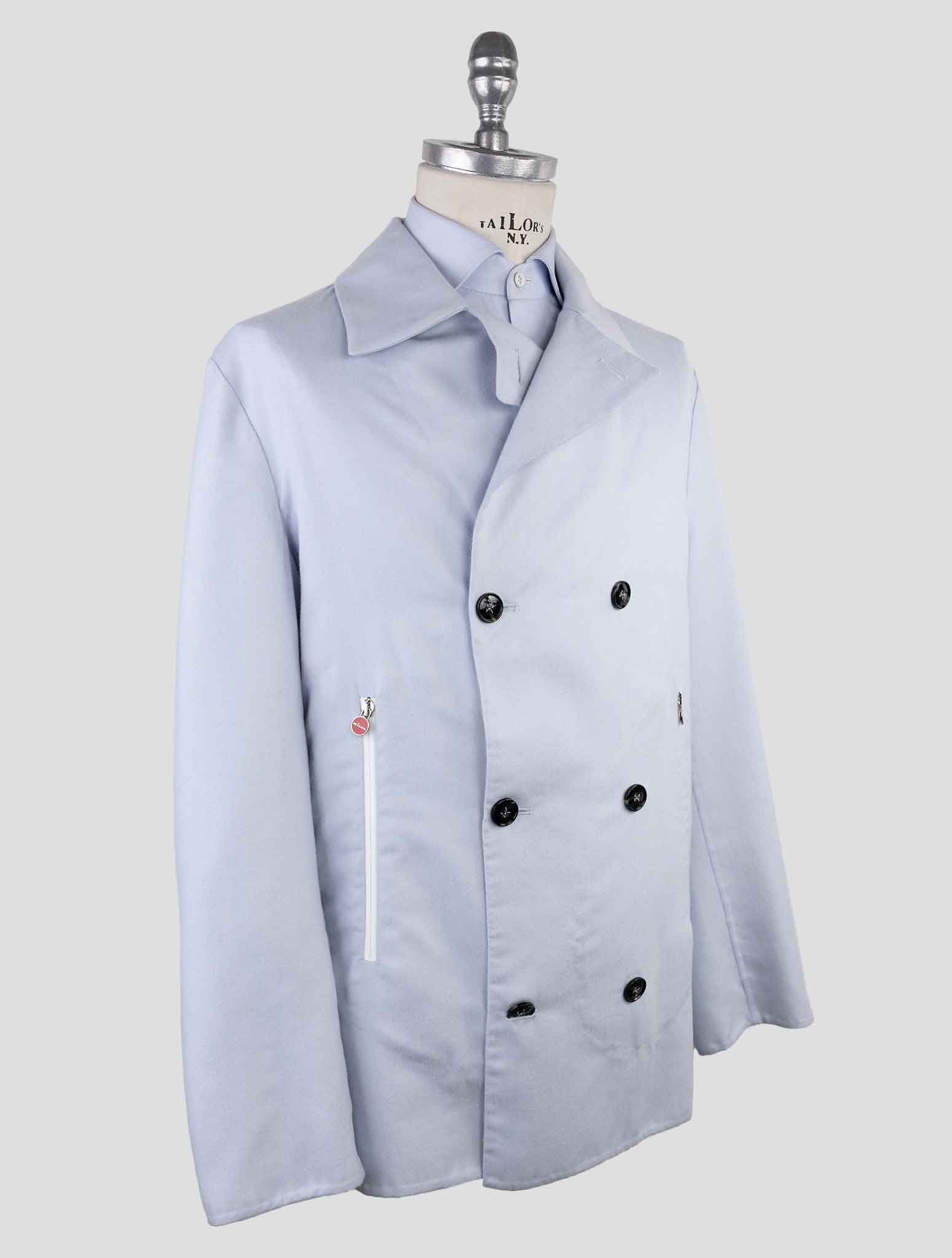 Kiton Light Blue Cashmere Silk Coat