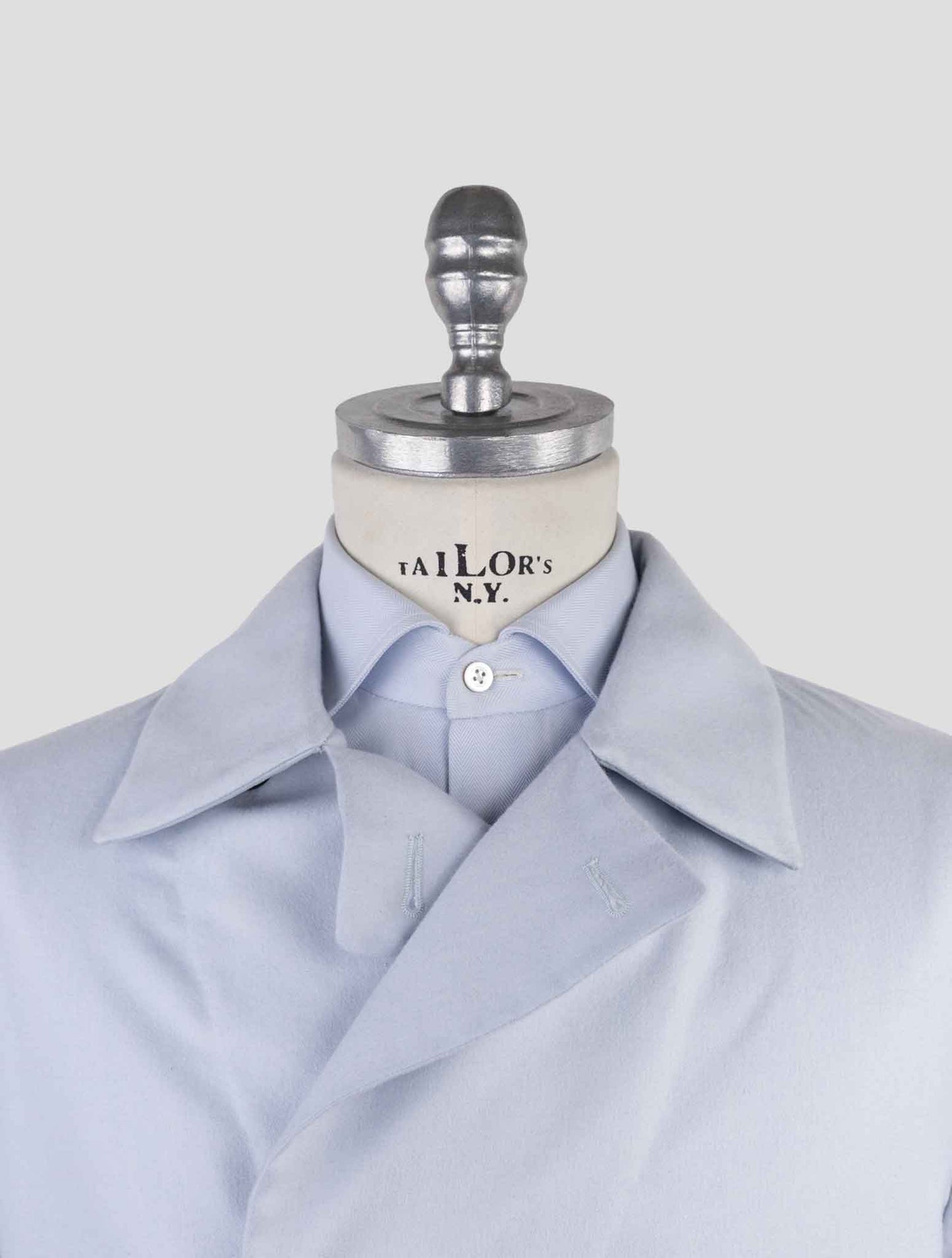 Kiton Light Blue Cashmere Silk Coat