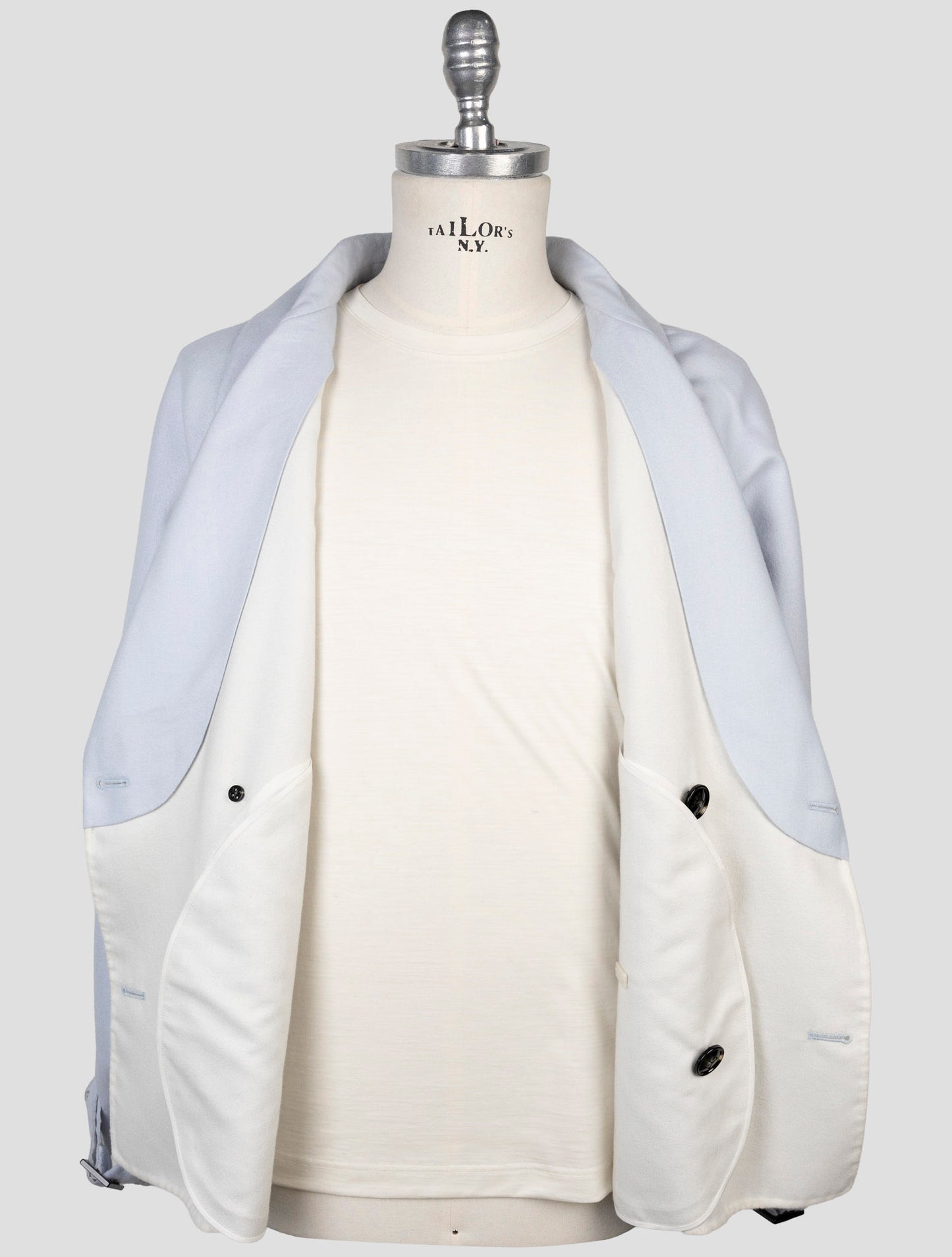 Kiton Light Blue Cashmere Silk Coat
