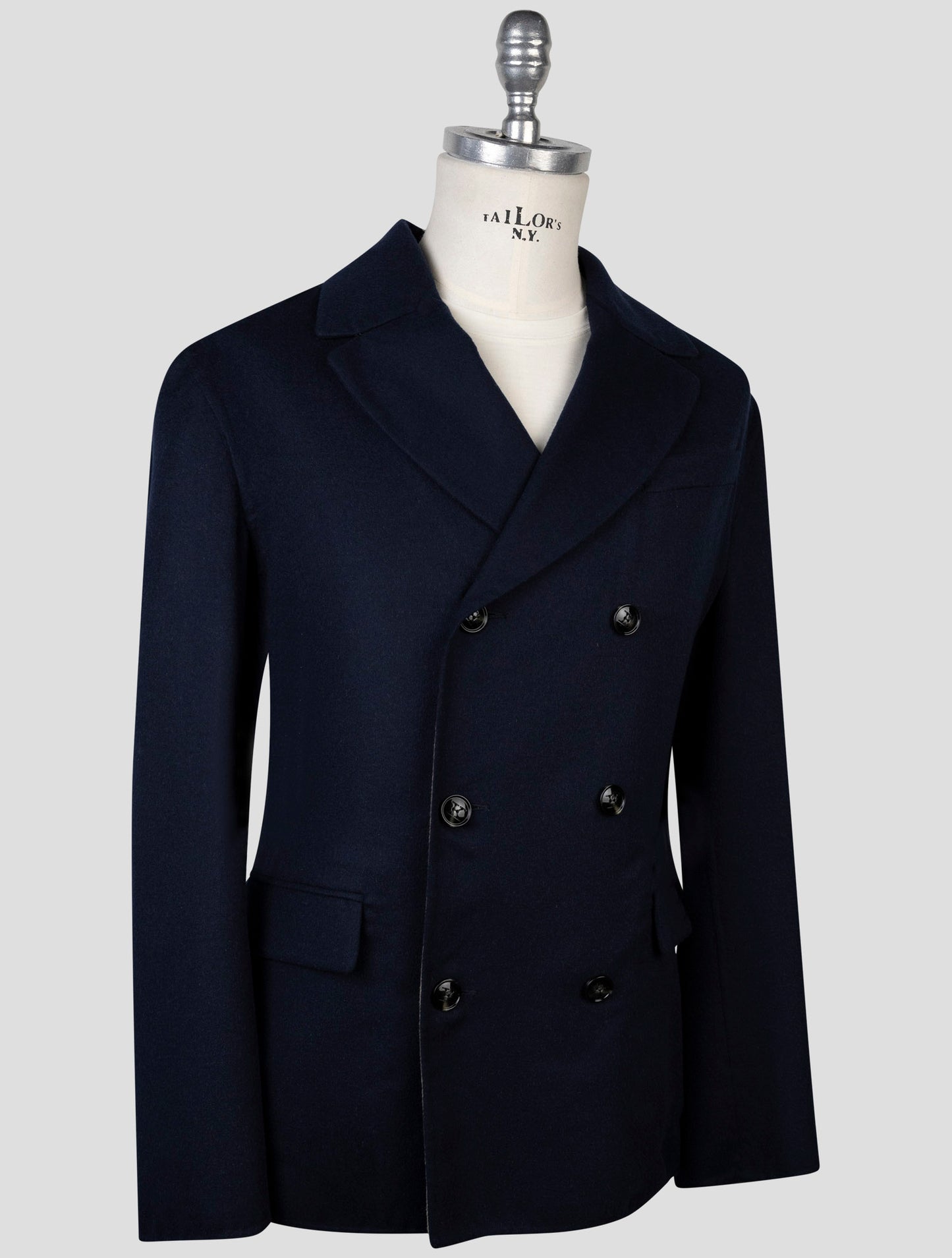 Kiton Blue Cashmere Silk Coat