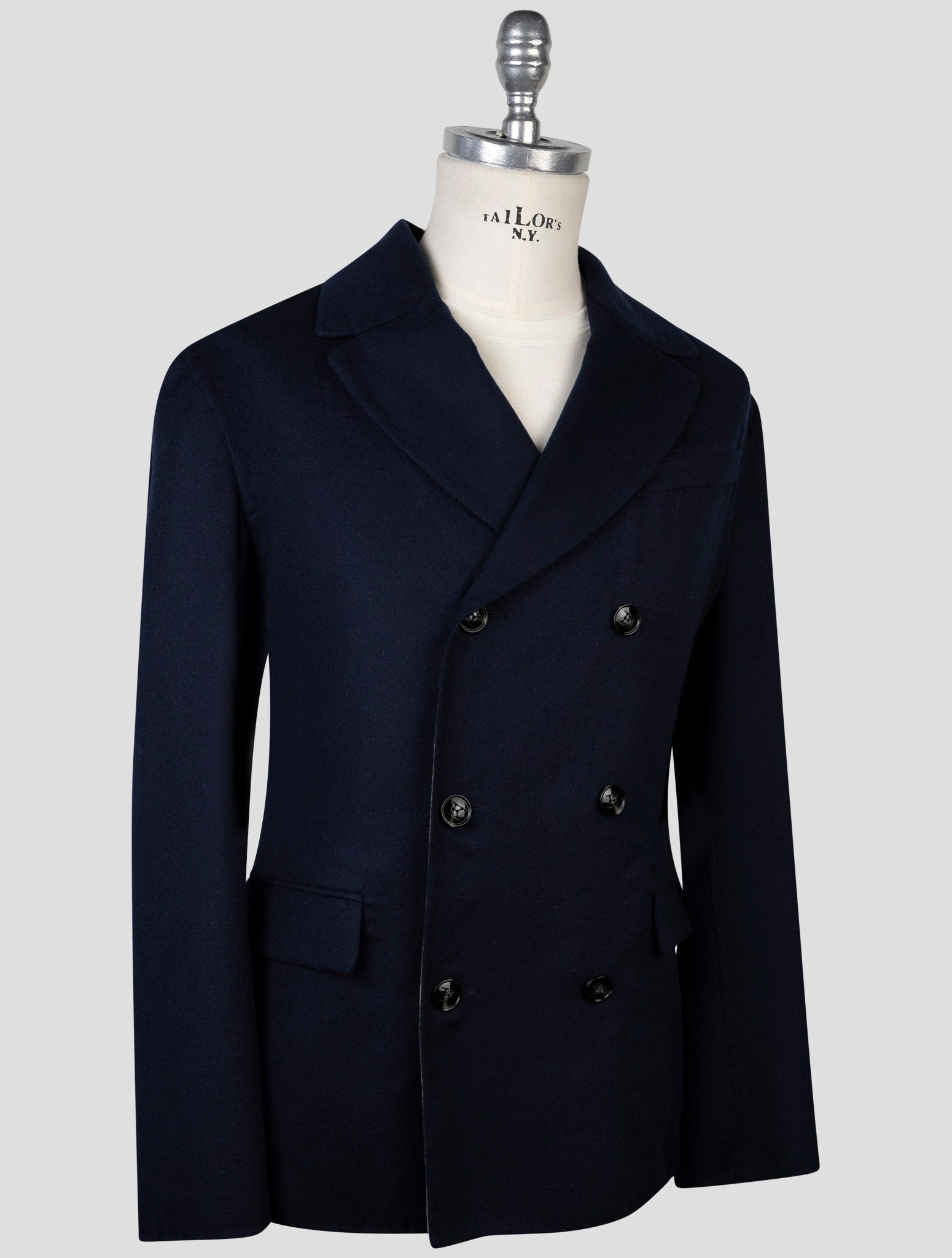 Kiton Blue Cashmere Silk Coat