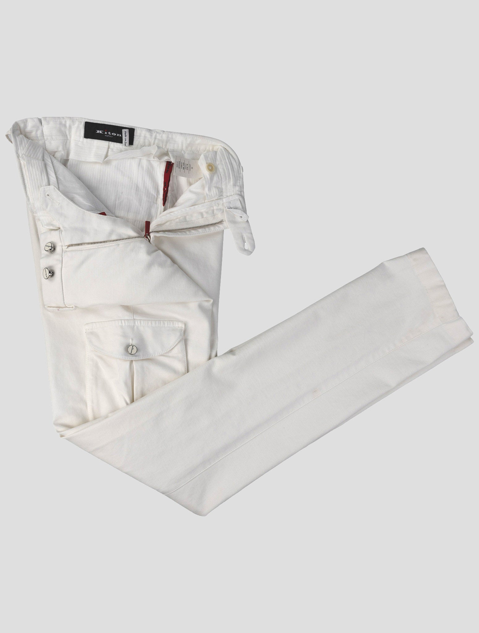 Kiton White Cotton Lyocell Ea Pants