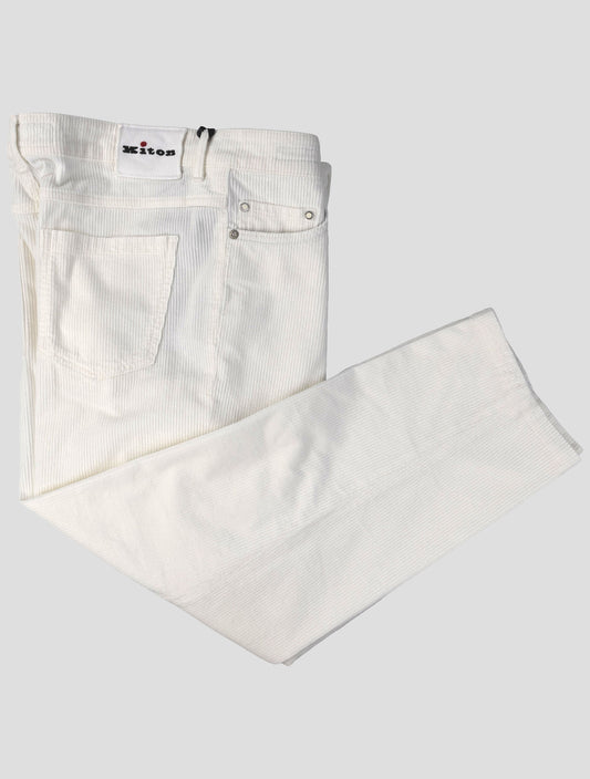 Kiton White Cotton Cashmere Ea Velvet Jeans