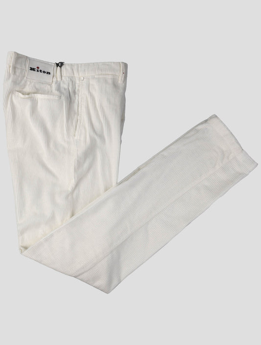 Kiton White Cotton  Velvet Pants