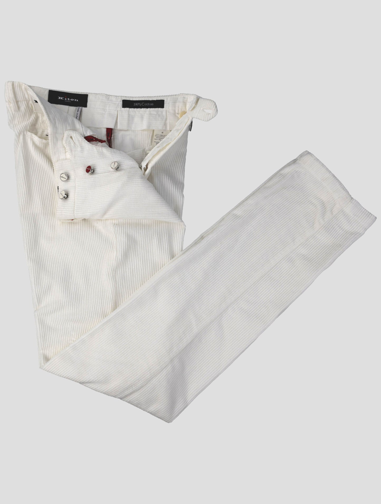 Kiton White Cotton  Velvet Pants