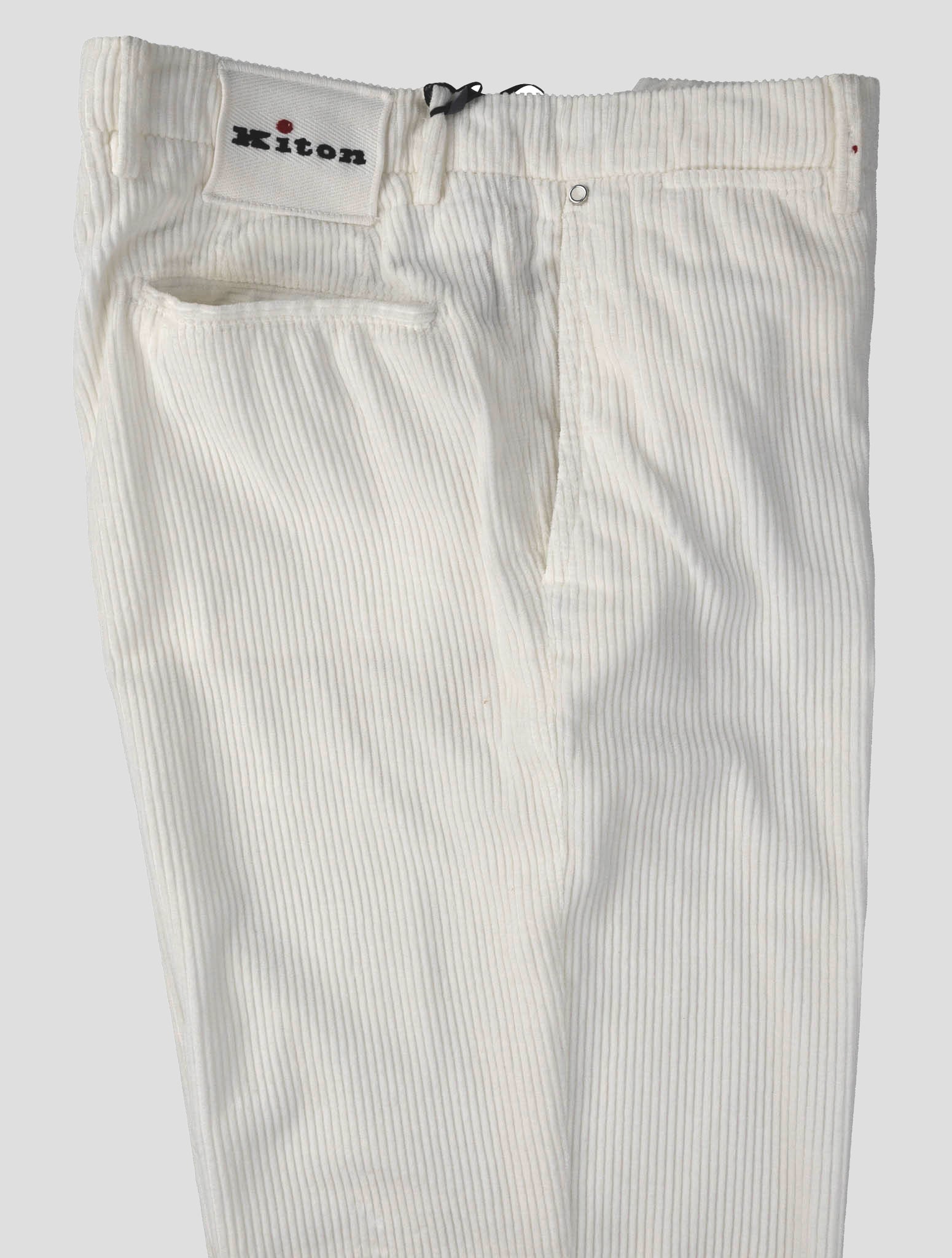 Kiton White Cotton  Velvet Pants