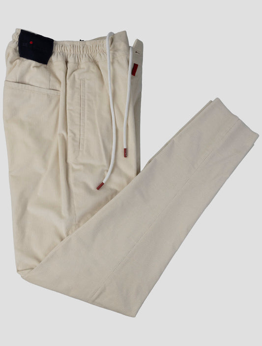 Kiton White Cotton Wool Ea Pants