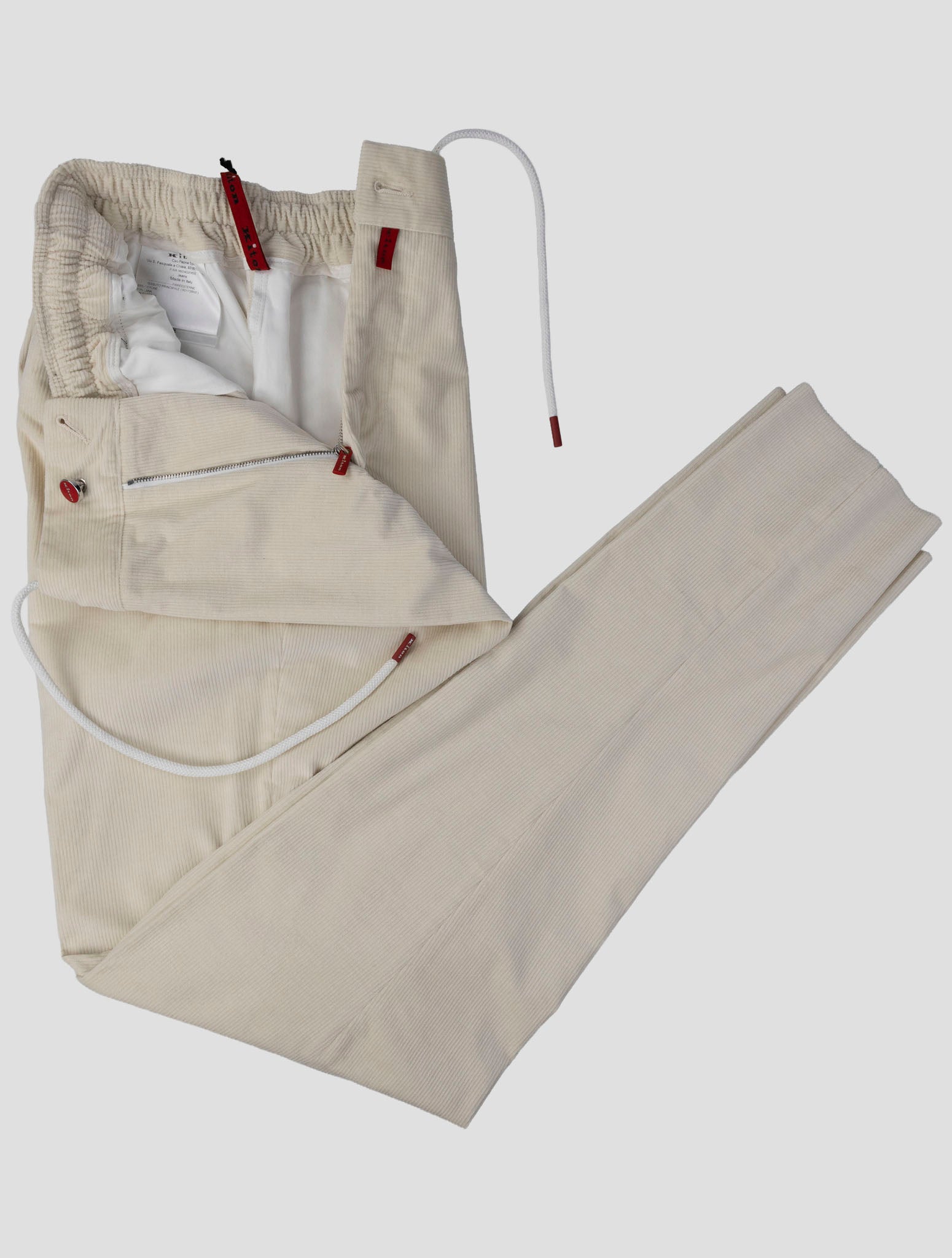 Kiton White Cotton Wool Ea Pants