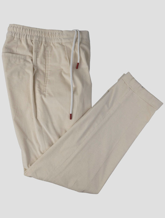 Kiton White Cotton Wool Ea Pants
