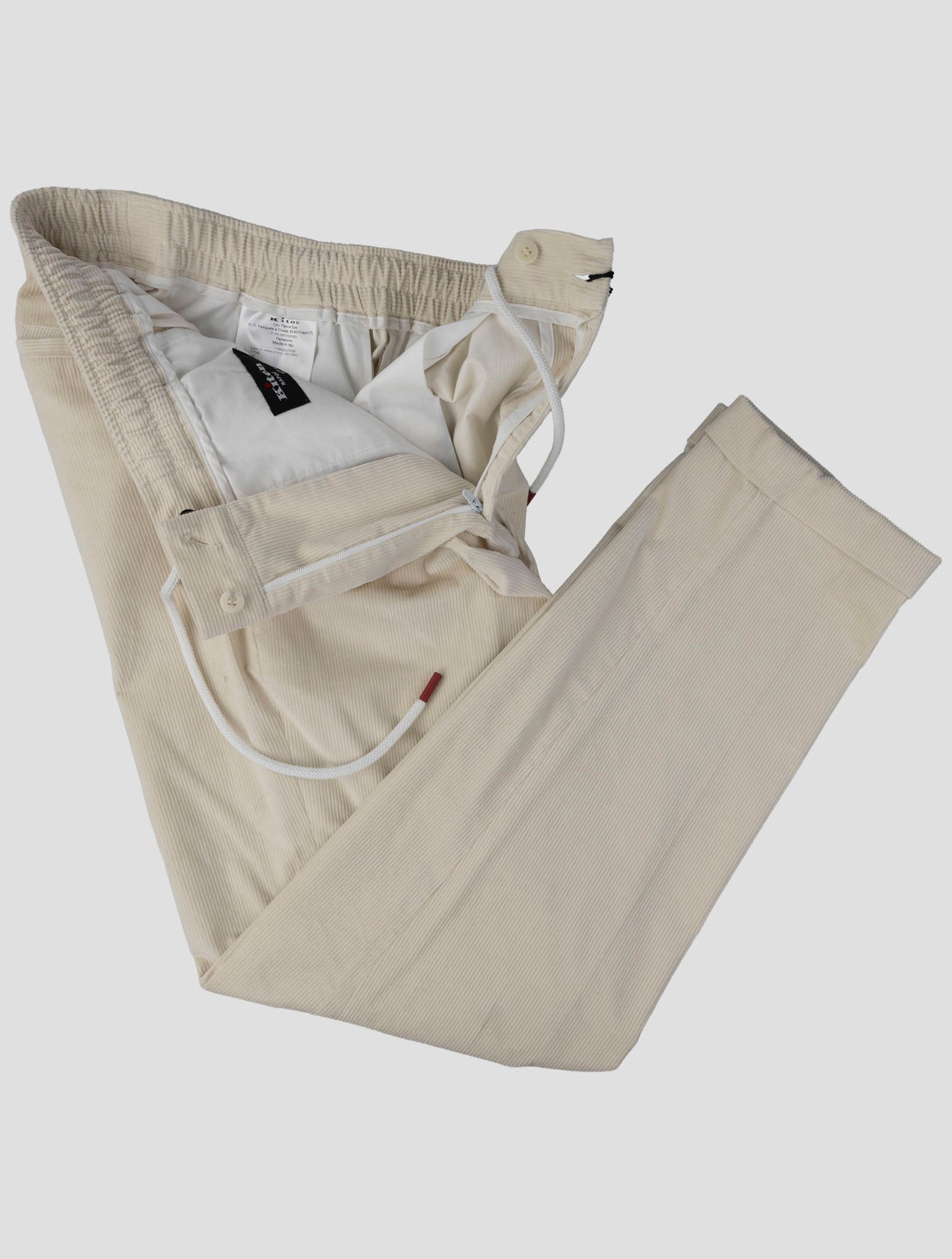 Kiton White Cotton Wool Ea Pants
