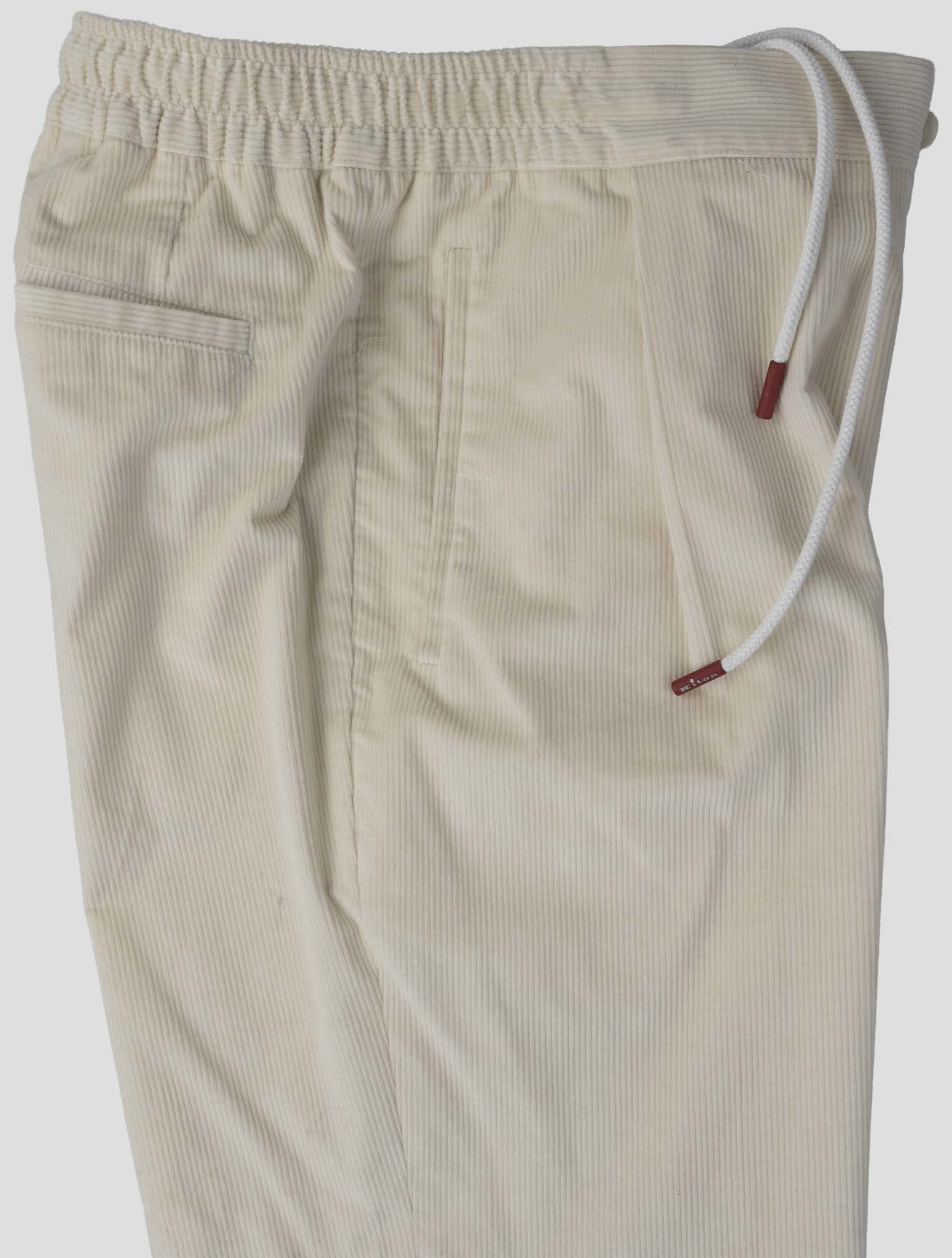 Kiton White Cotton Wool Ea Pants