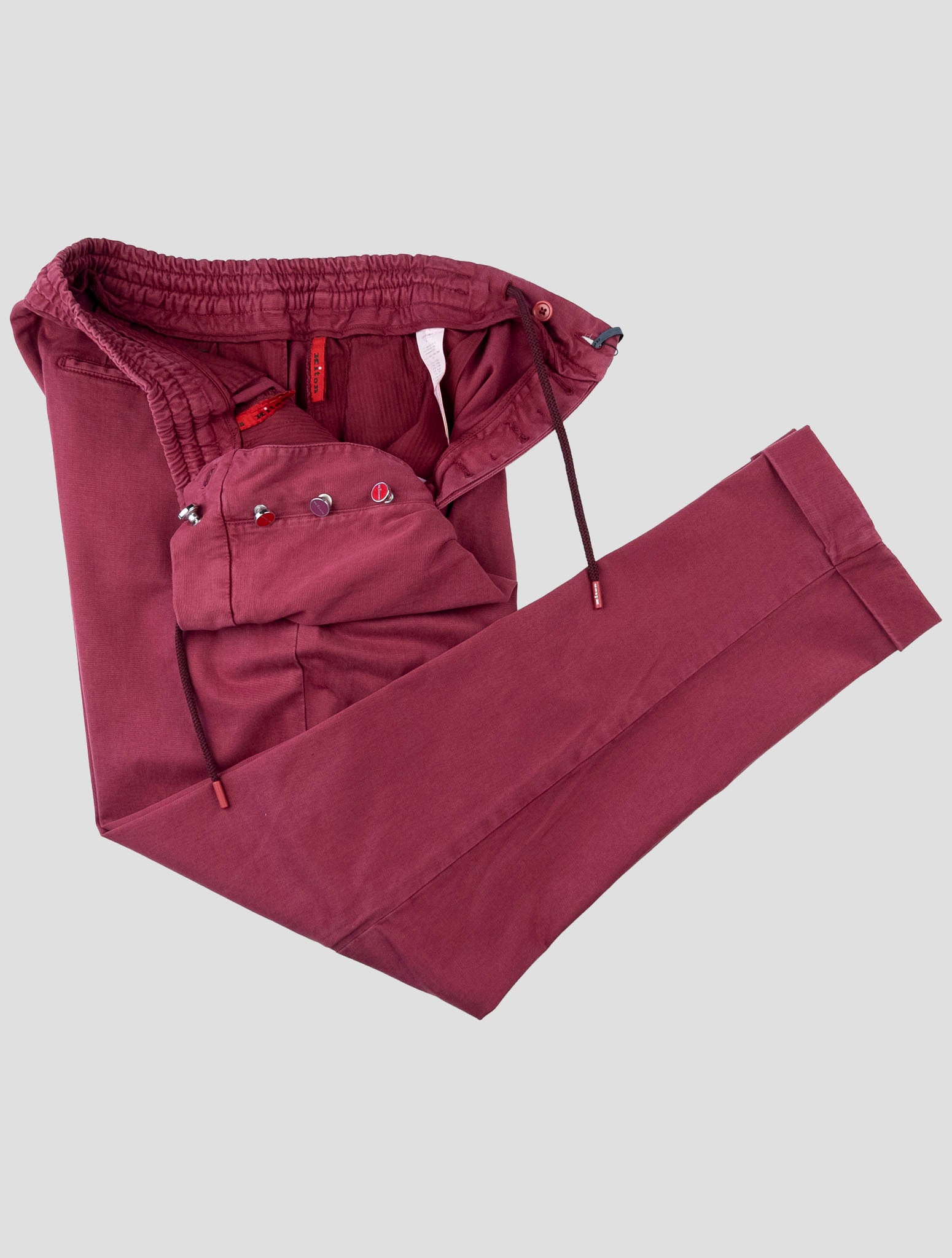 Kiton Red Lyocell Cotton Ea Pants