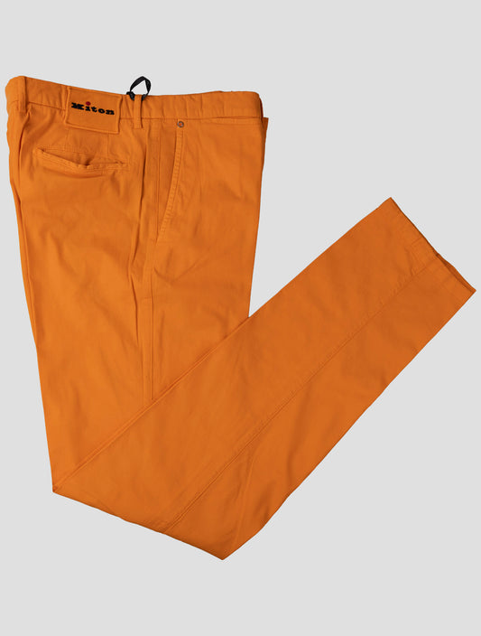Kiton Orange Cotton Silk Ea Pants