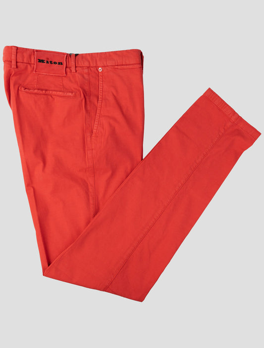 Kiton Red Cotton Silk Ea Pants