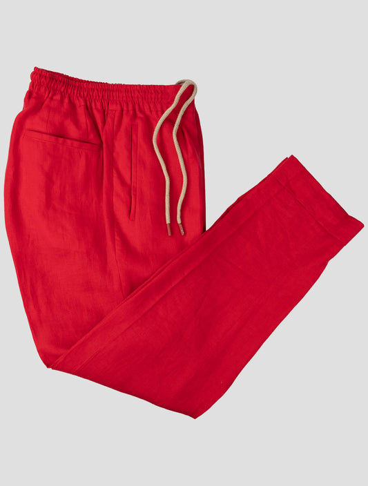 Kiton Red Linen Pants
