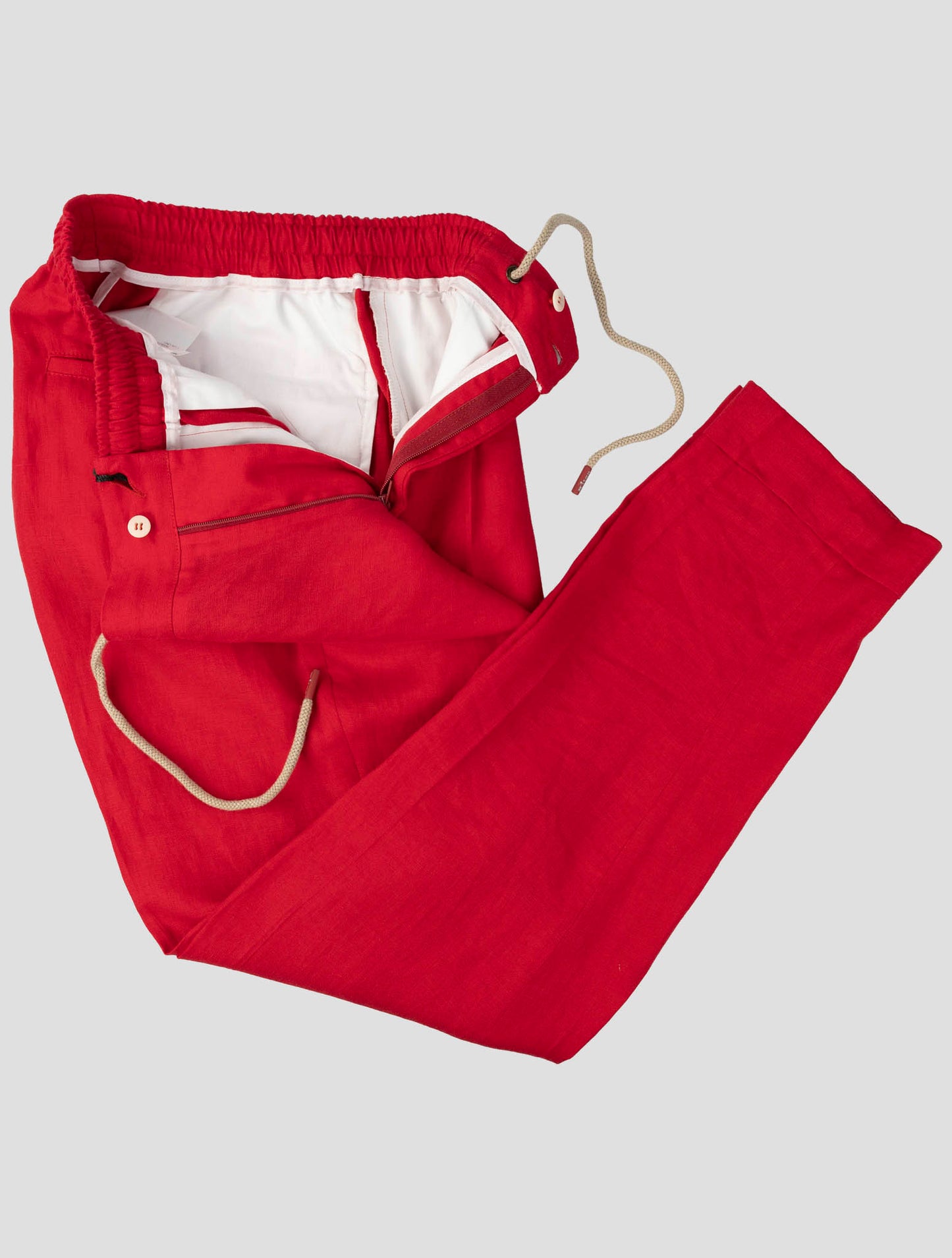 Kiton Red Linen Pants