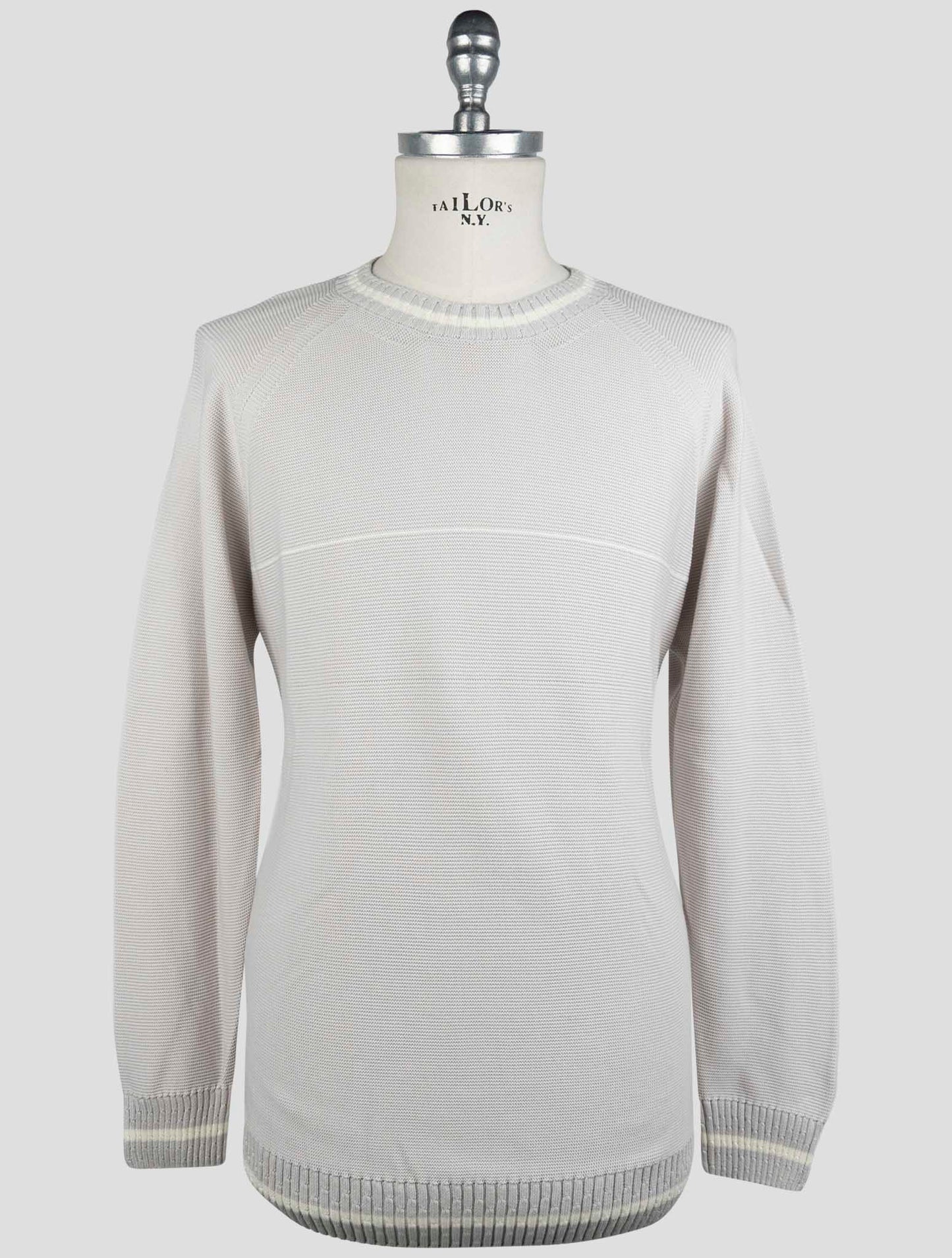 Kiton Gray Cotton Sweater Crewneck
