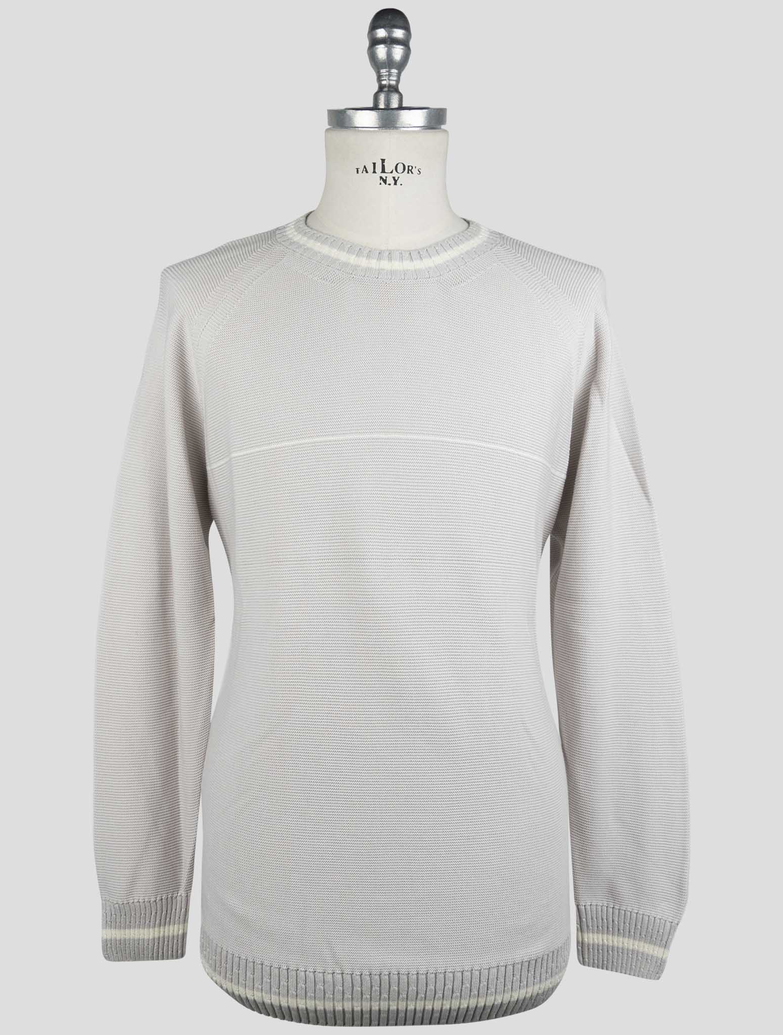 Kiton Gray Cotton Sweater Crewneck