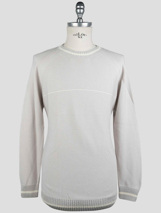 Kiton Gray Cotton Sweater Crewneck