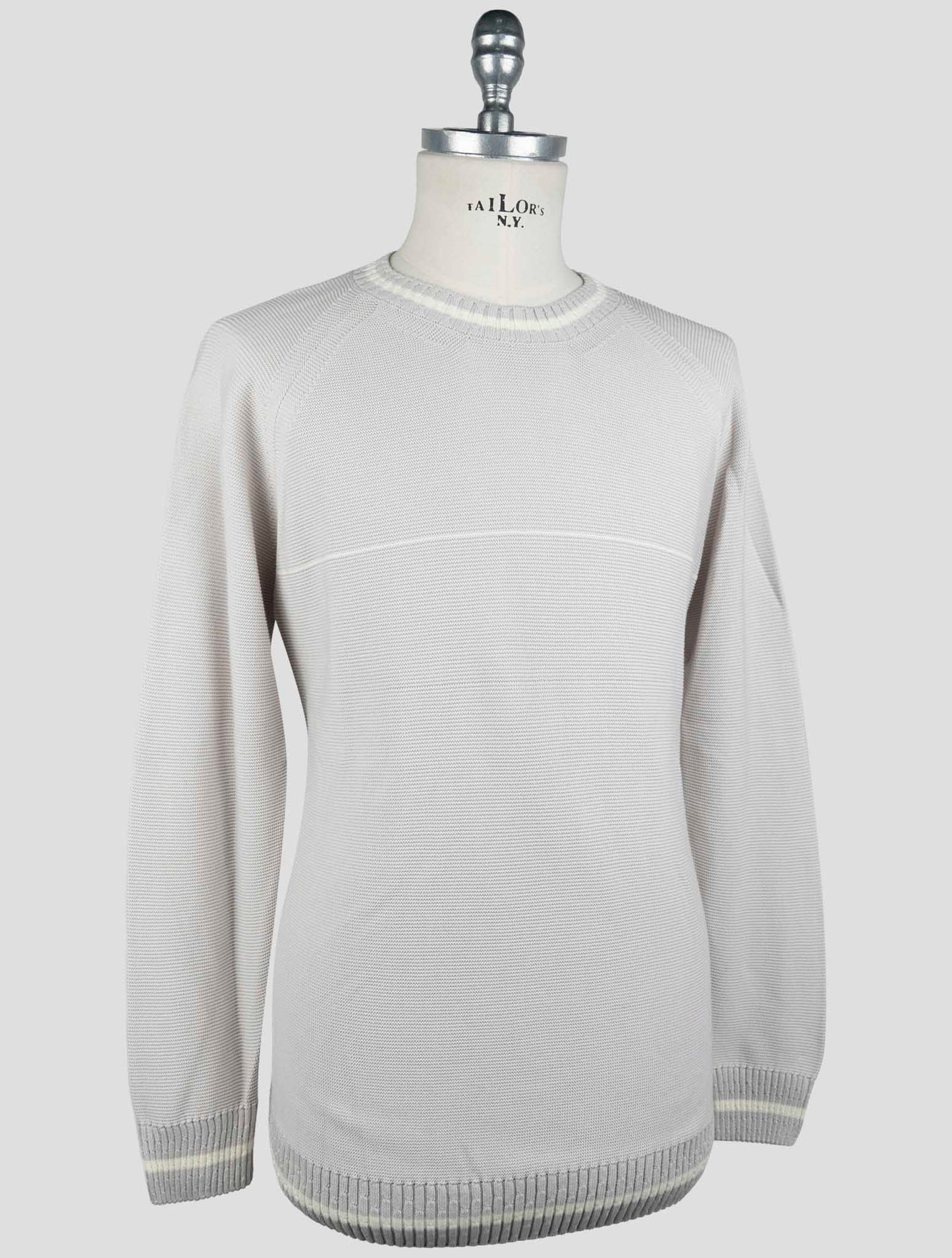 Kiton Gray Cotton Sweater Crewneck